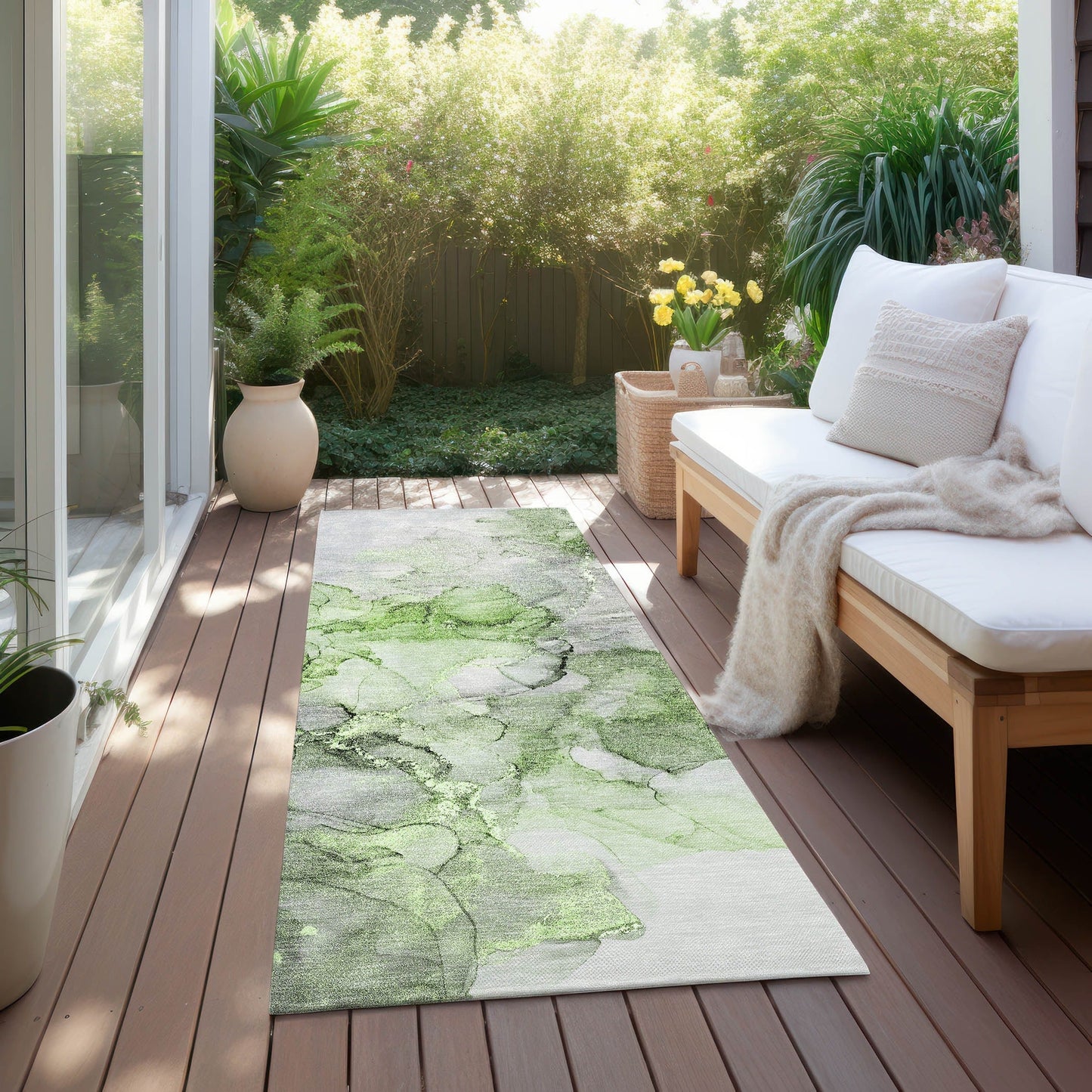 Tapis Chantille abstrait lavable en machine pour intérieur/extérieur