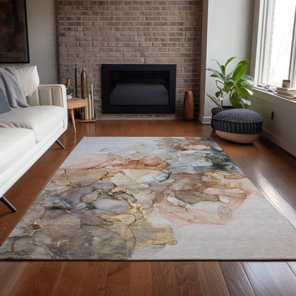 Tapis Chantille abstrait lavable en machine pour intérieur/extérieur