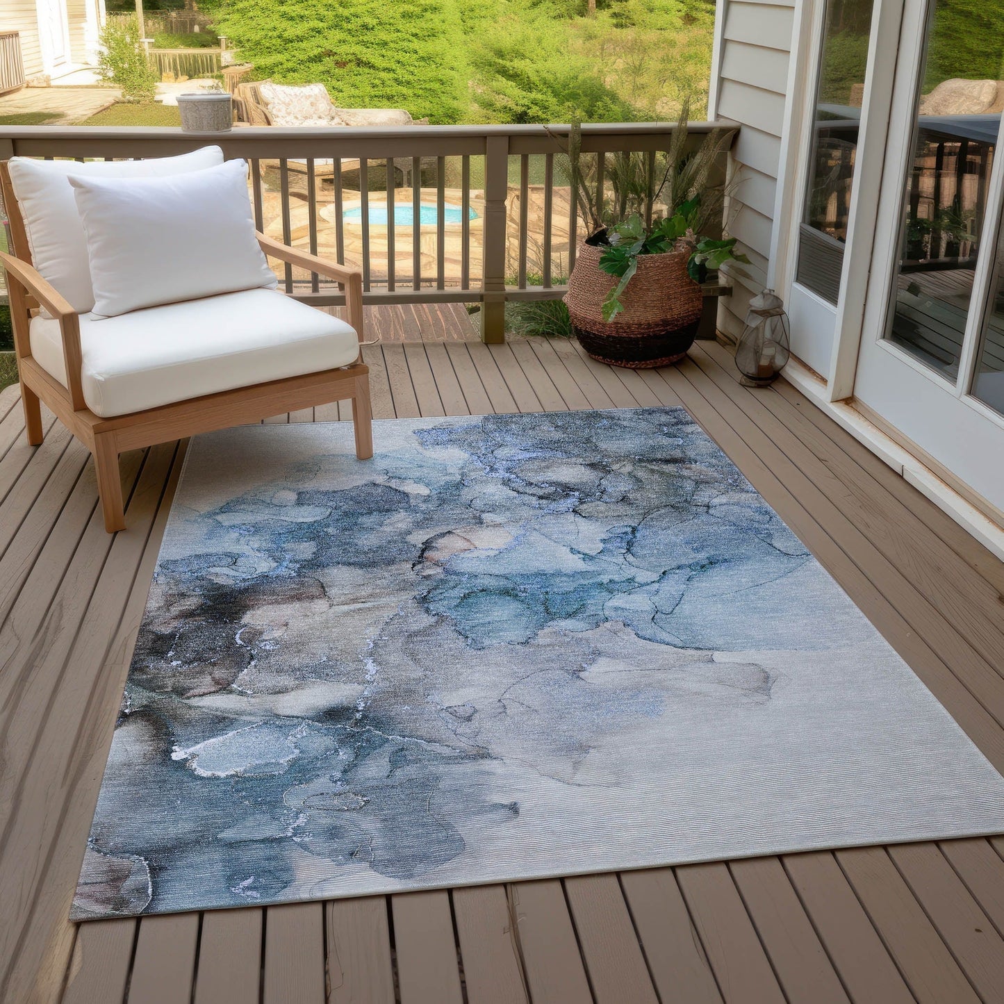 Tapis Chantille abstrait lavable en machine pour intérieur/extérieur