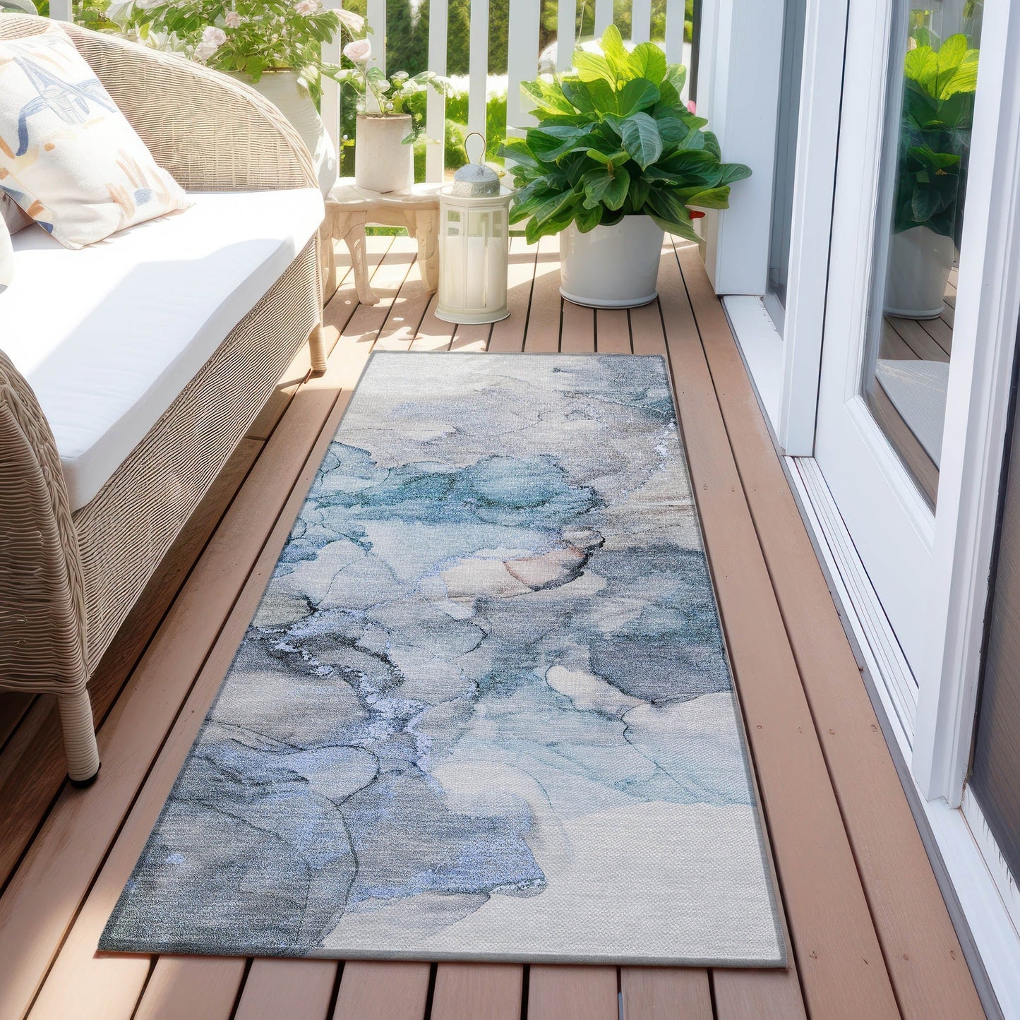 Tapis Chantille abstrait lavable en machine pour intérieur/extérieur