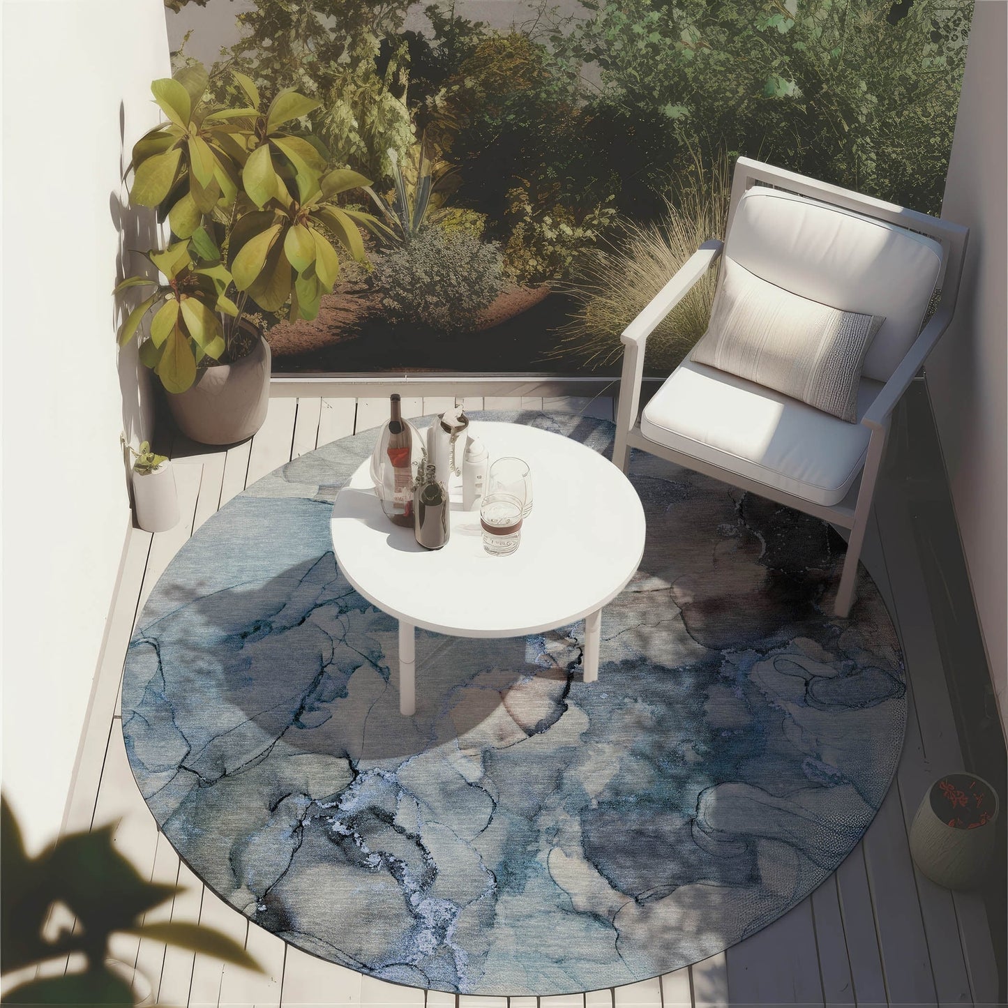 Tapis Chantille abstrait lavable en machine pour intérieur/extérieur