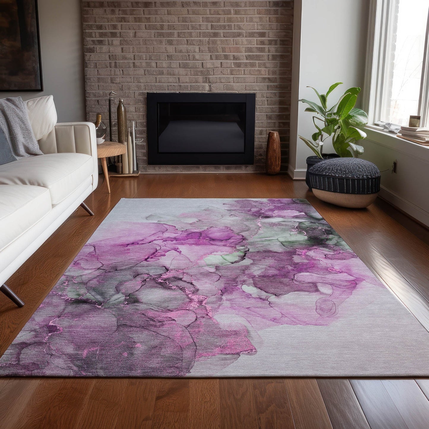 Tapis Chantille abstrait lavable en machine pour intérieur/extérieur