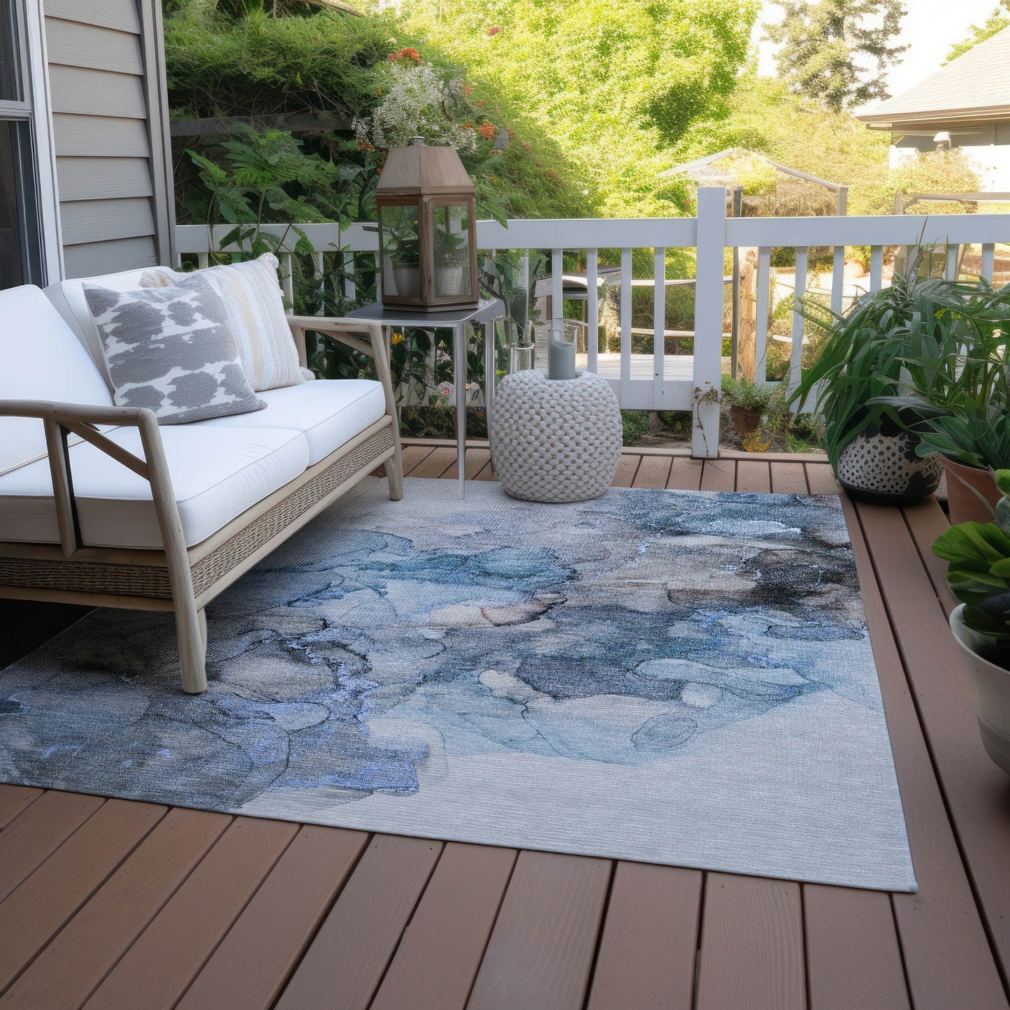 Tapis Chantille abstrait lavable en machine pour intérieur/extérieur