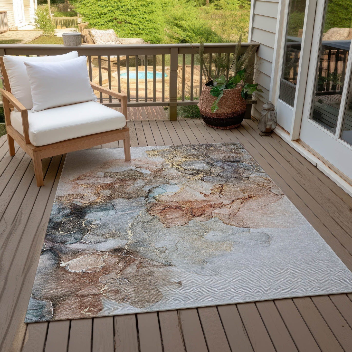 Tapis Chantille abstrait lavable en machine pour intérieur/extérieur