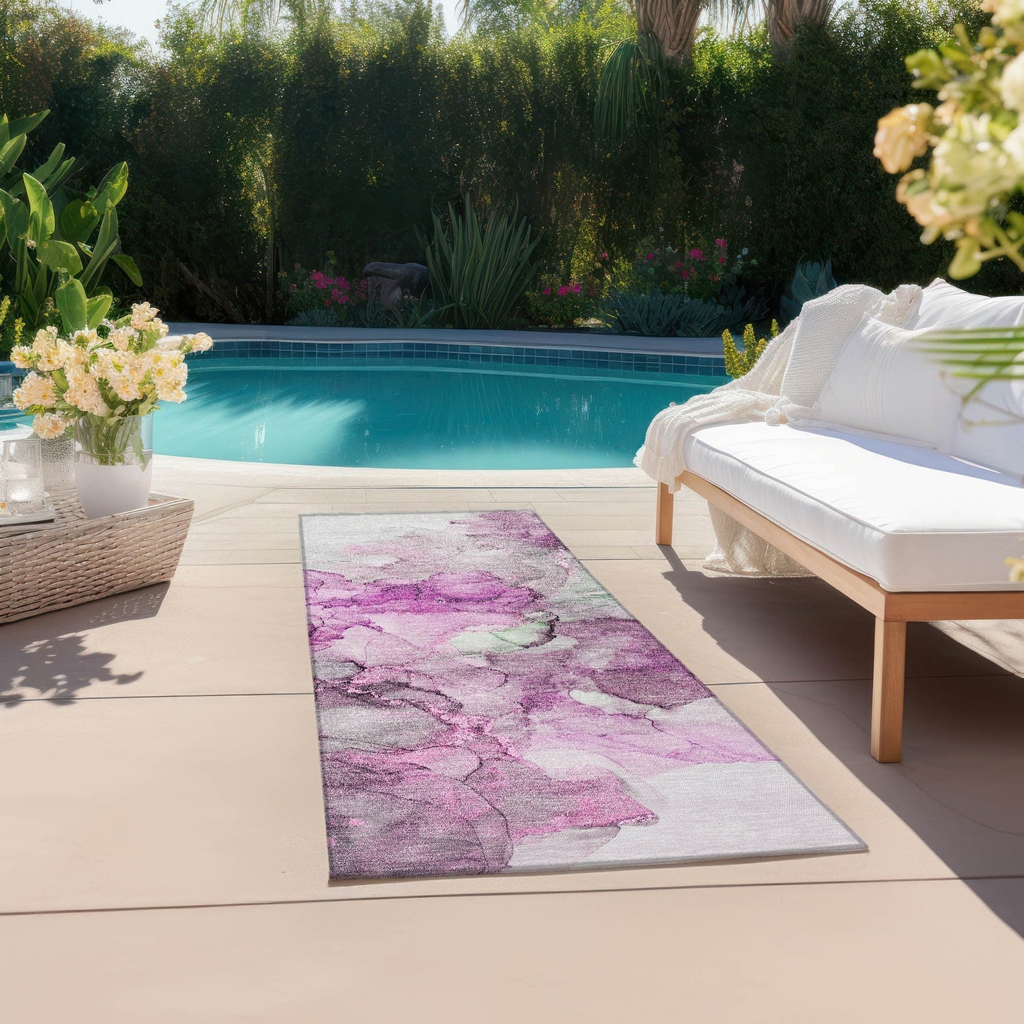Tapis Chantille abstrait lavable en machine pour intérieur/extérieur