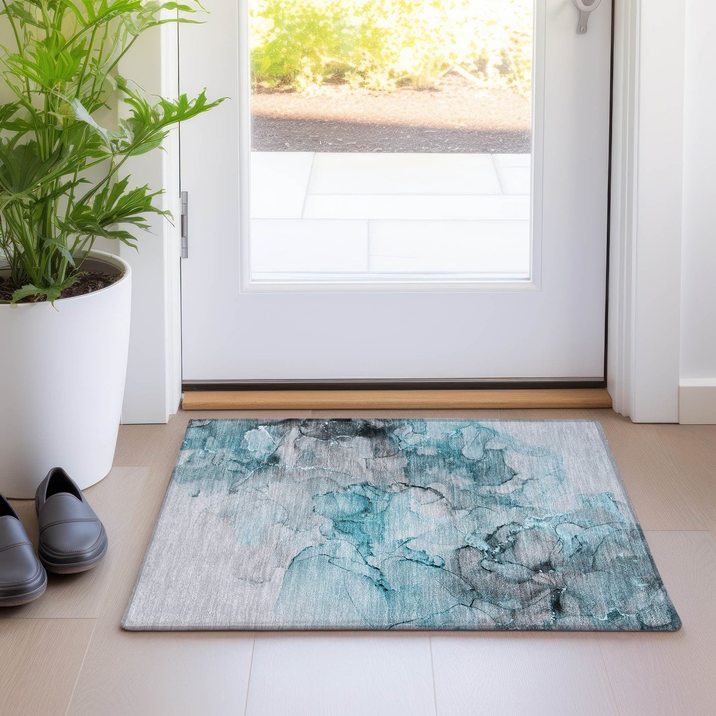 Tapis Chantille abstrait lavable en machine pour intérieur/extérieur