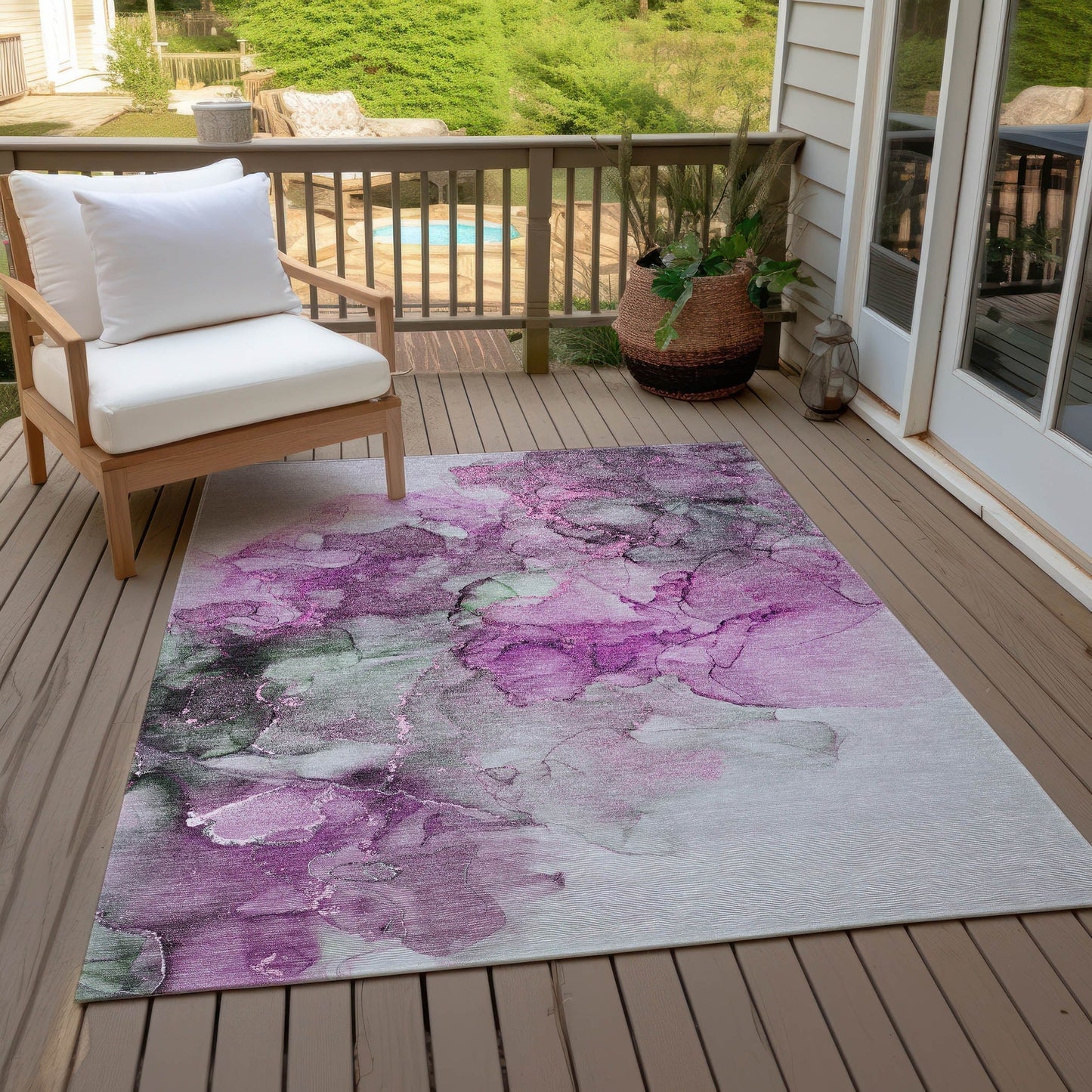 Tapis Chantille abstrait lavable en machine pour intérieur/extérieur