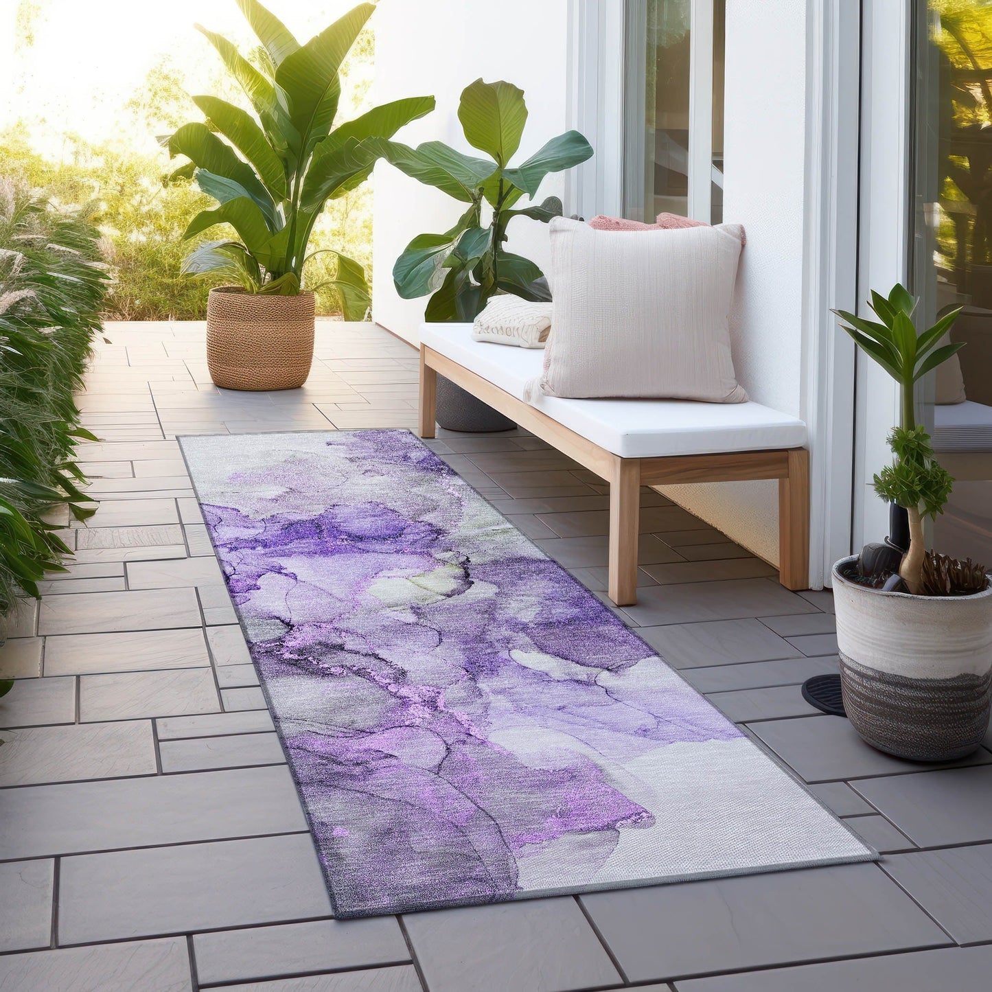 Tapis Chantille abstrait lavable en machine pour intérieur/extérieur