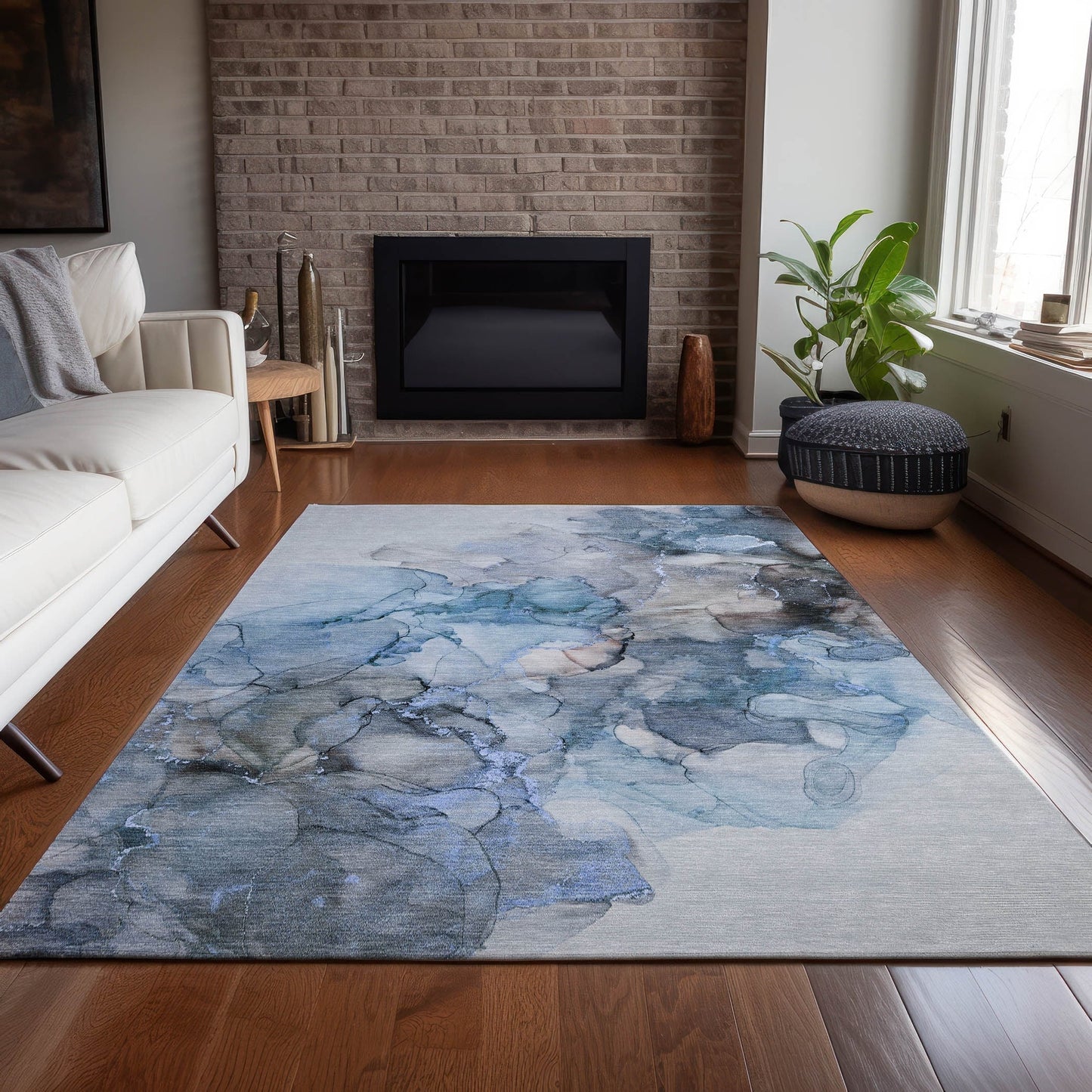 Tapis Chantille abstrait lavable en machine pour intérieur/extérieur