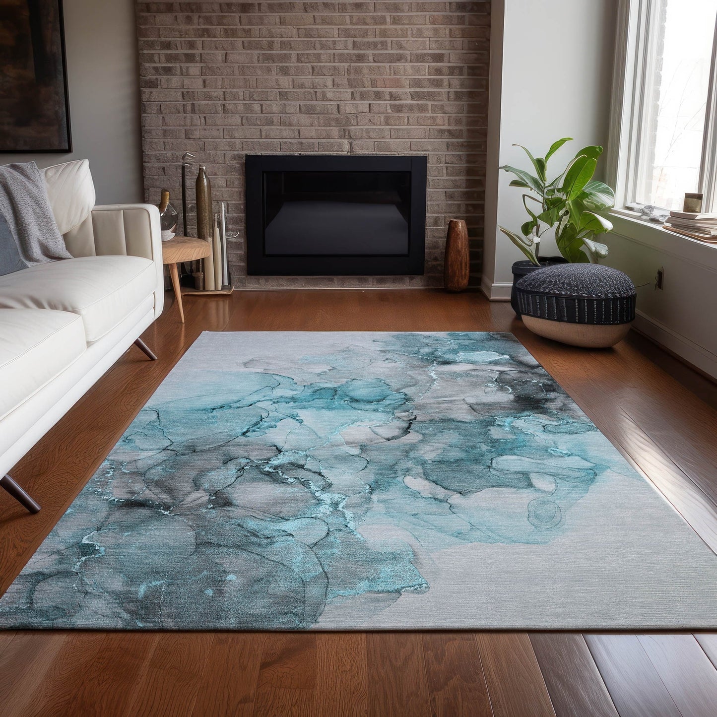 Tapis Chantille abstrait lavable en machine pour intérieur/extérieur