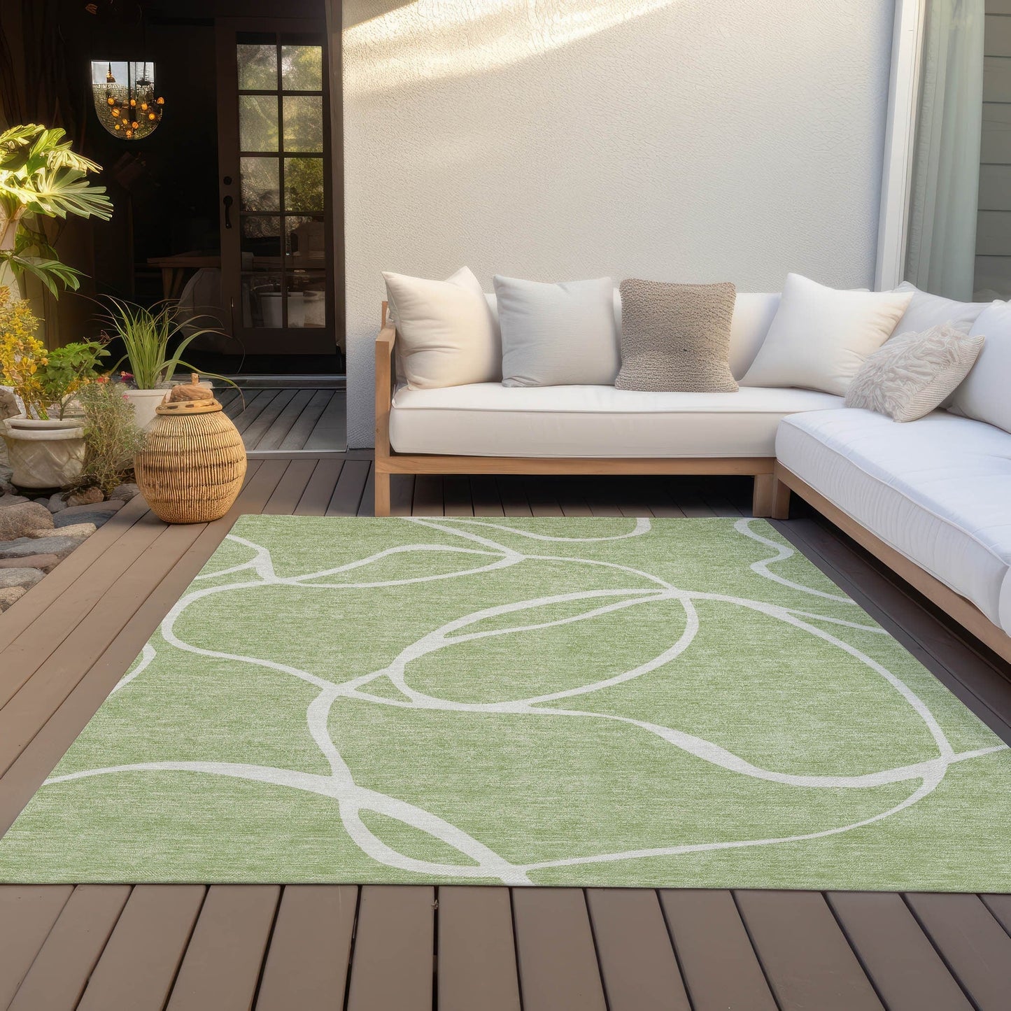 Tapis Chantille moderne abstrait lavable en machine pour intérieur/extérieur