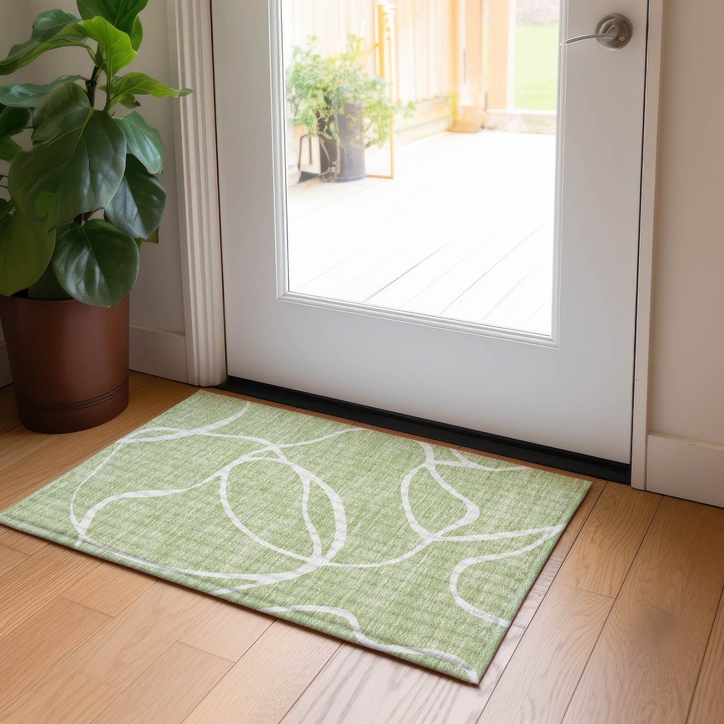 Tapis Chantille moderne abstrait lavable en machine pour intérieur/extérieur
