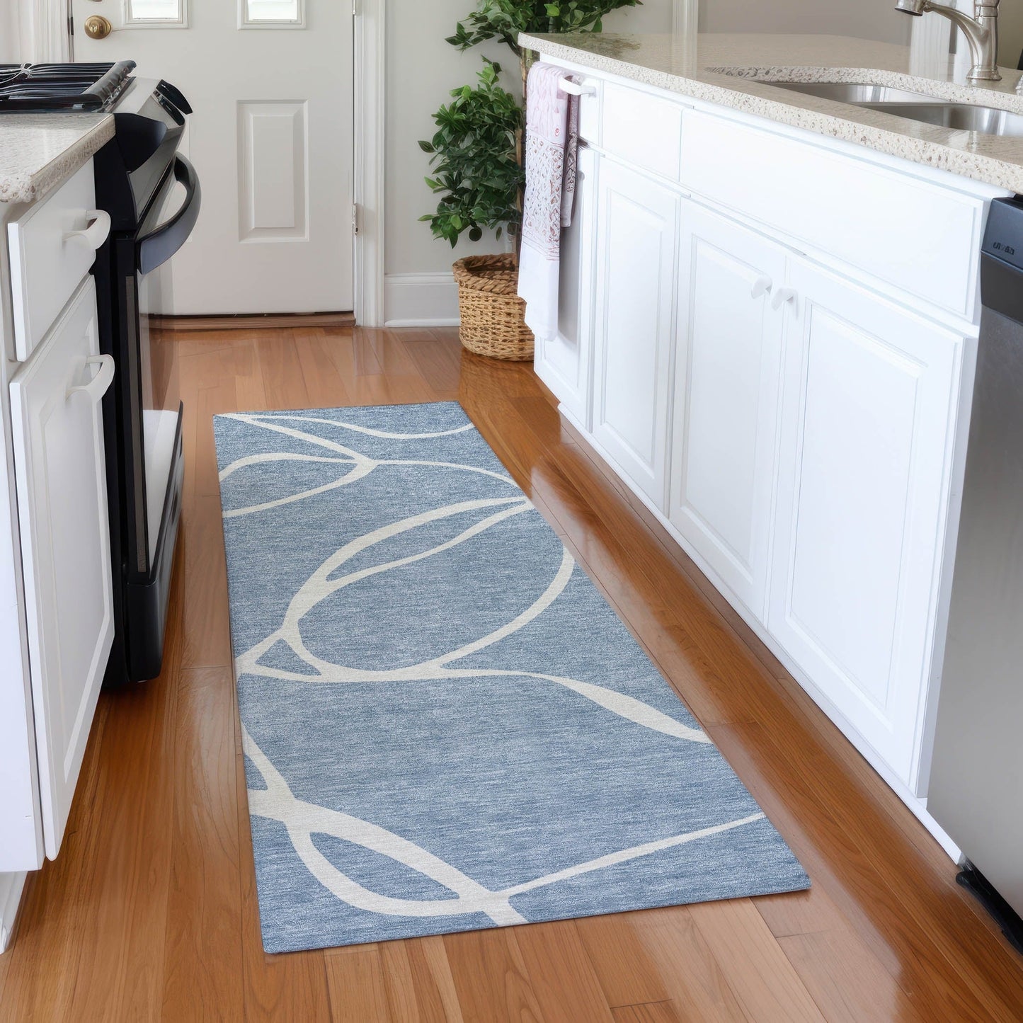 Tapis Chantille moderne abstrait lavable en machine pour intérieur/extérieur