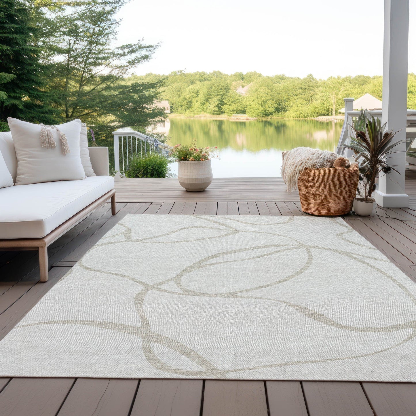 Tapis Chantille moderne abstrait lavable en machine pour intérieur/extérieur