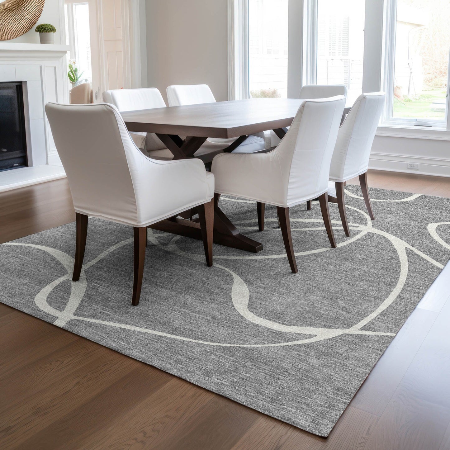 Tapis Chantille moderne abstrait lavable en machine pour intérieur/extérieur
