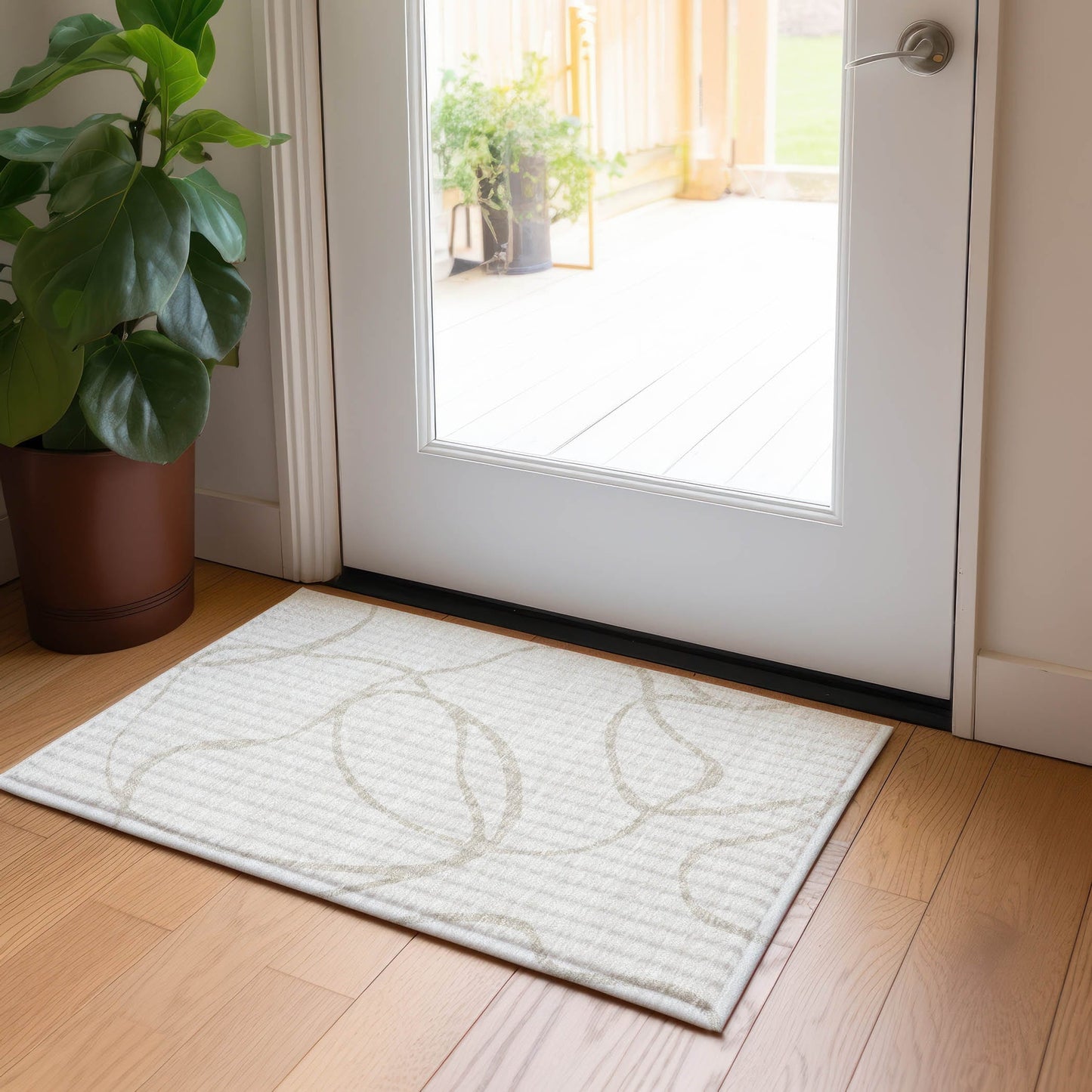 Tapis Chantille moderne abstrait lavable en machine pour intérieur/extérieur
