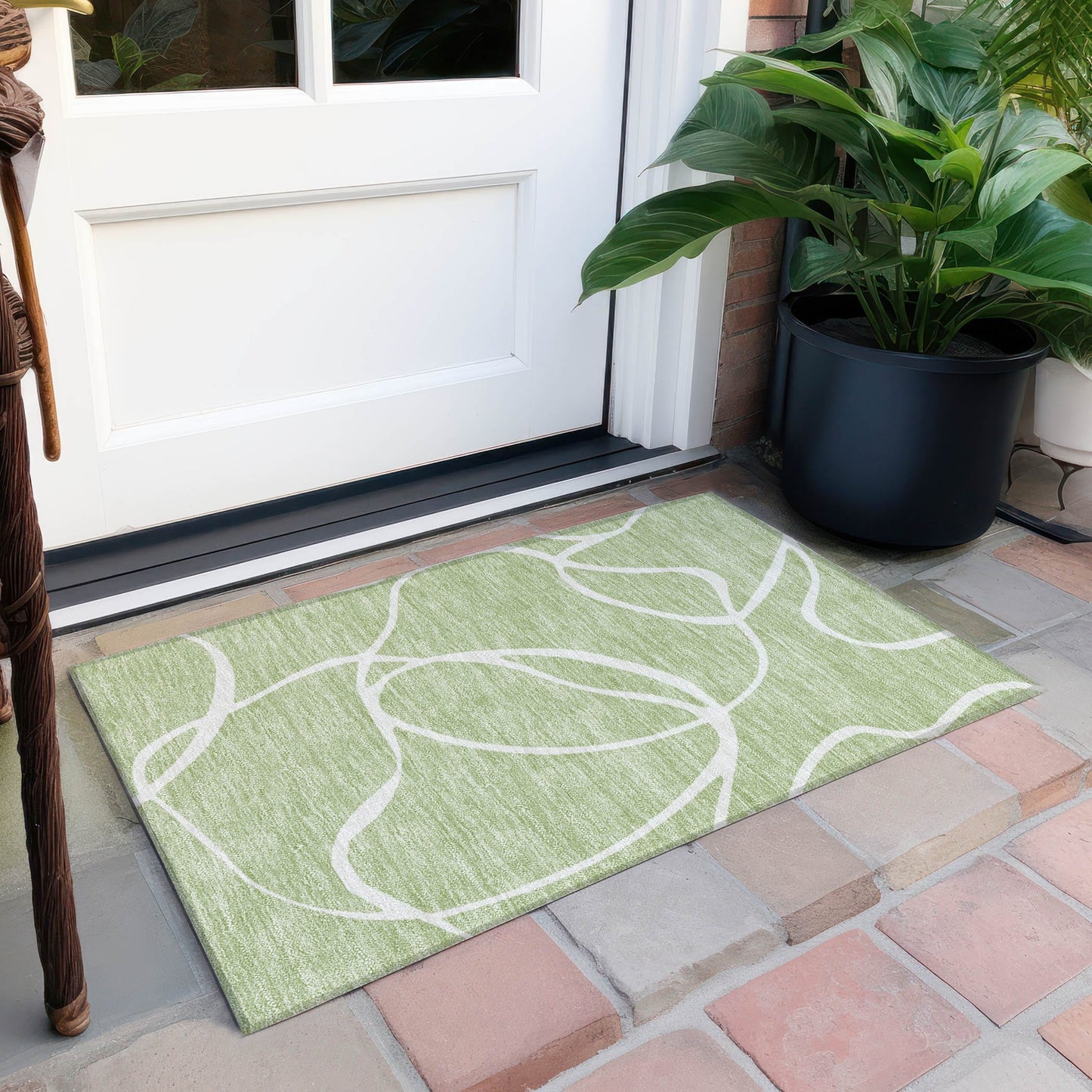 Tapis Chantille moderne abstrait lavable en machine pour intérieur/extérieur