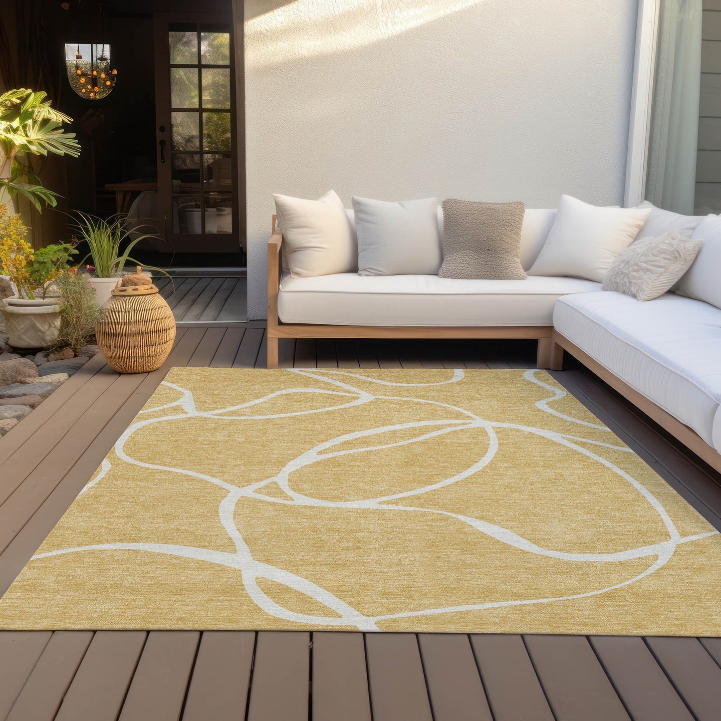 Tapis Chantille moderne abstrait lavable en machine pour intérieur/extérieur