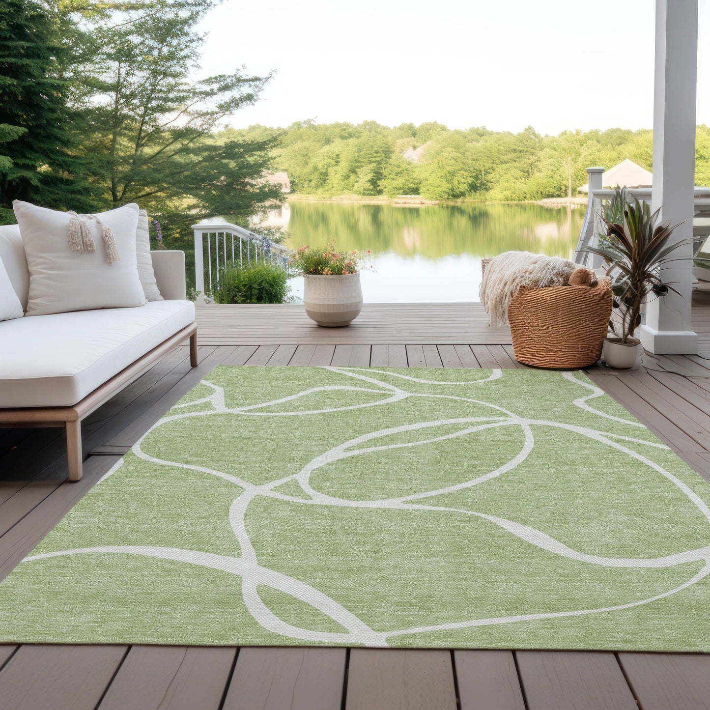 Tapis Chantille moderne abstrait lavable en machine pour intérieur/extérieur