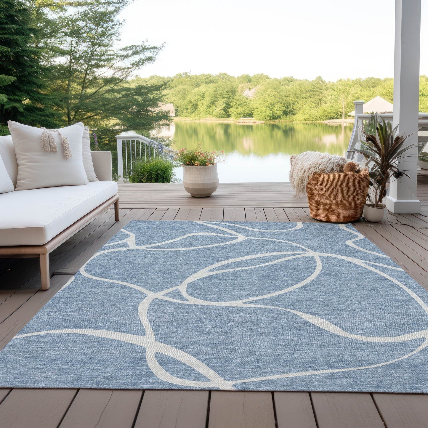 Tapis Chantille moderne abstrait lavable en machine pour intérieur/extérieur