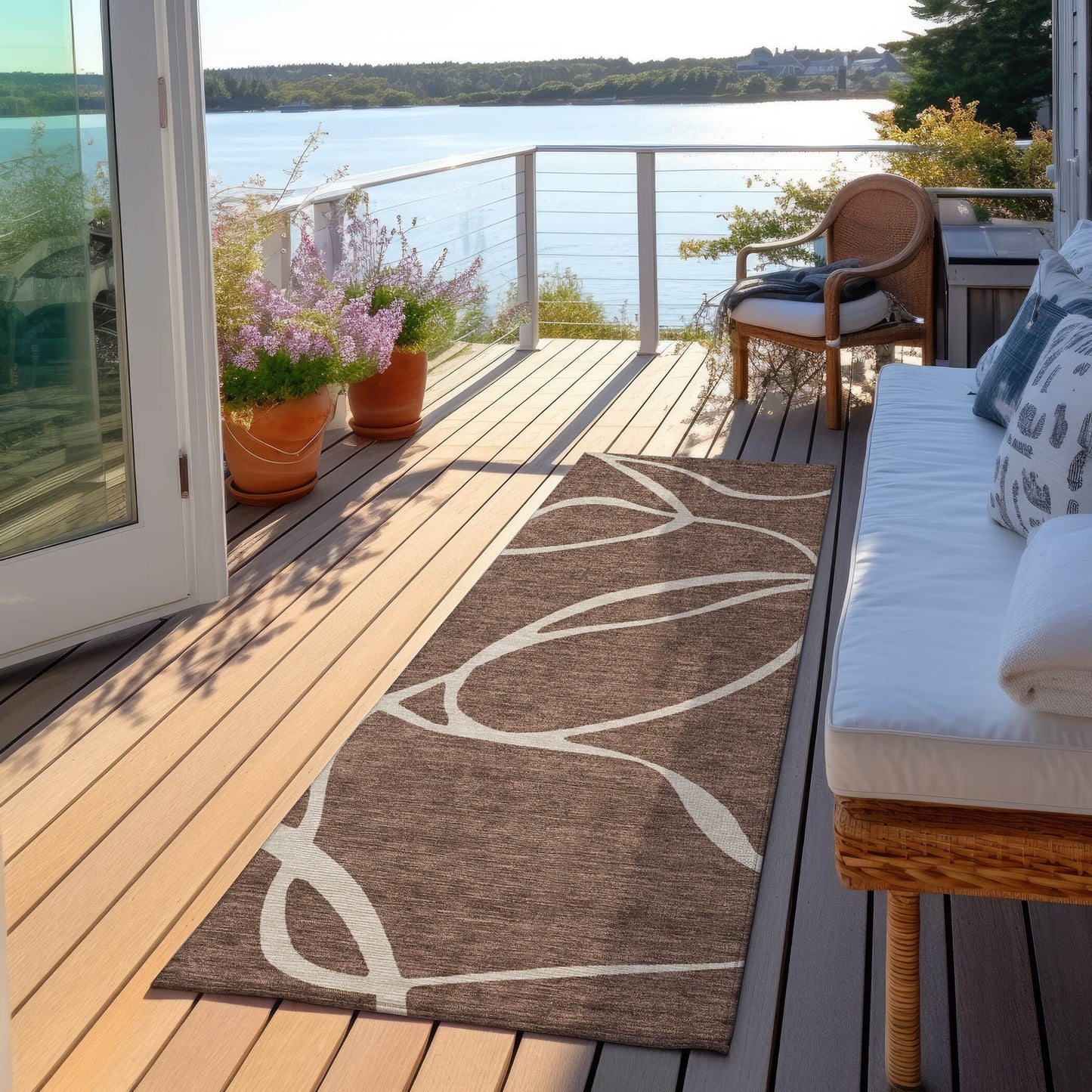 Tapis Chantille moderne abstrait lavable en machine pour intérieur/extérieur