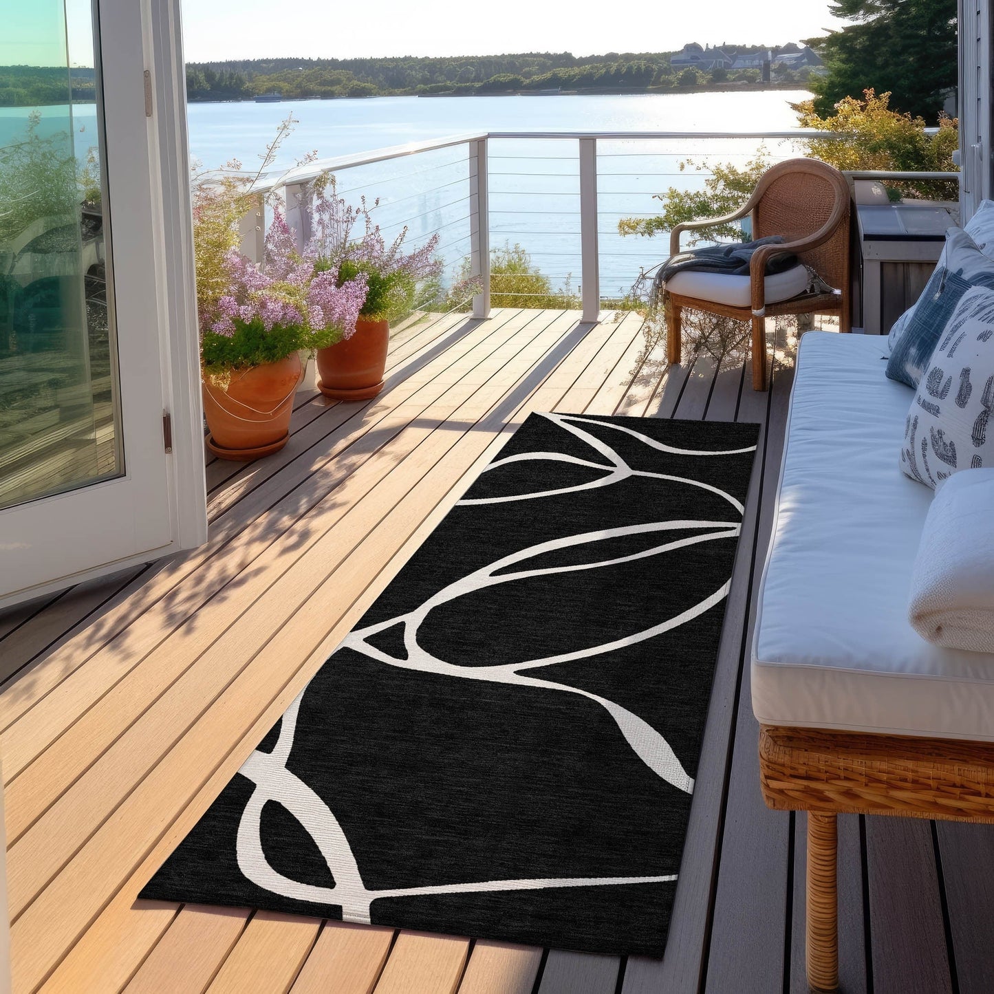 Tapis Chantille moderne abstrait lavable en machine pour intérieur/extérieur