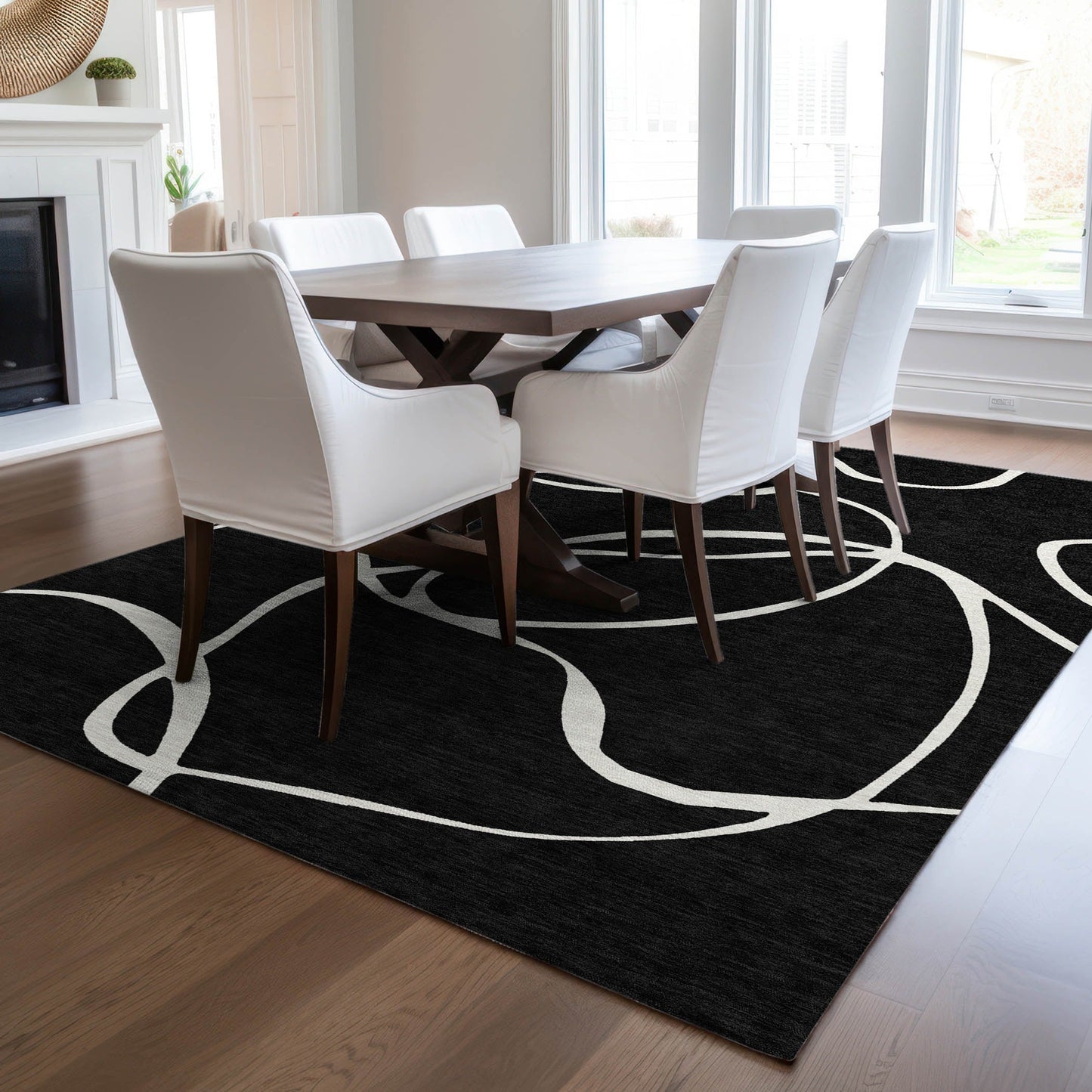 Tapis Chantille moderne abstrait lavable en machine pour intérieur/extérieur