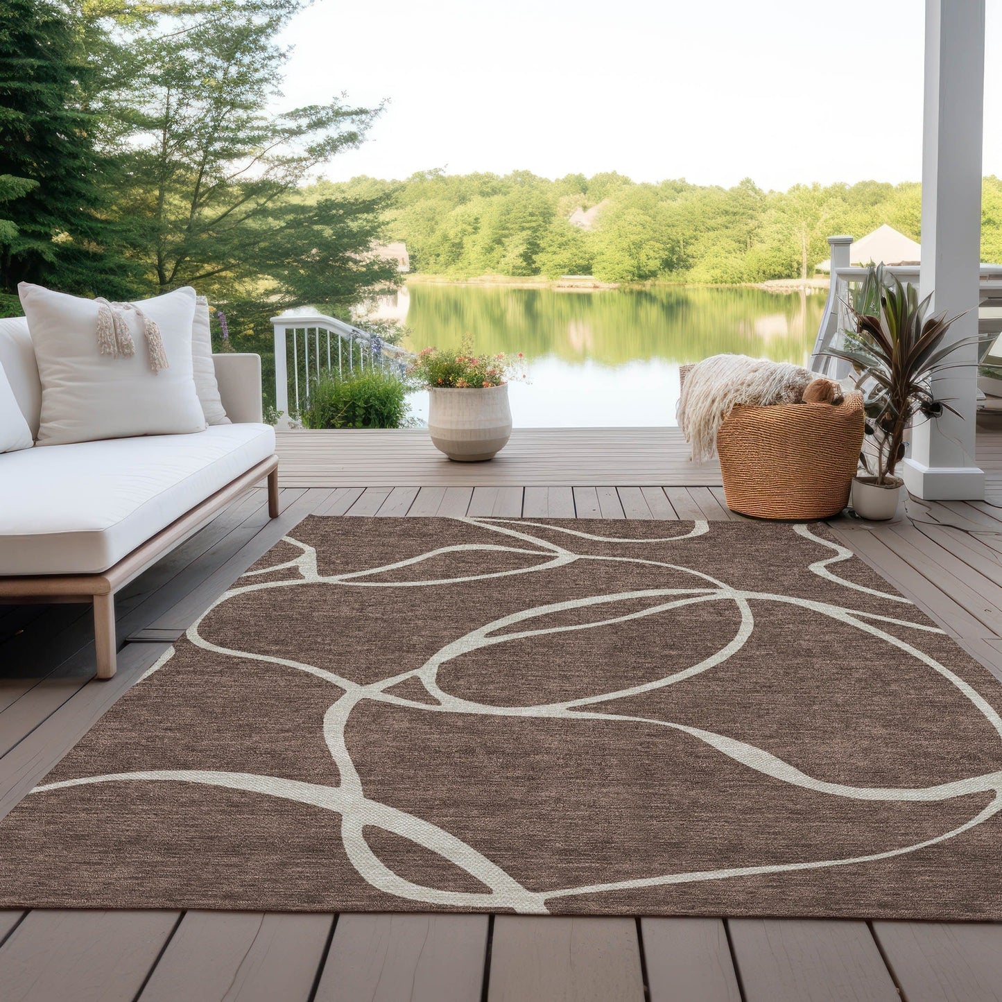 Tapis Chantille moderne abstrait lavable en machine pour intérieur/extérieur