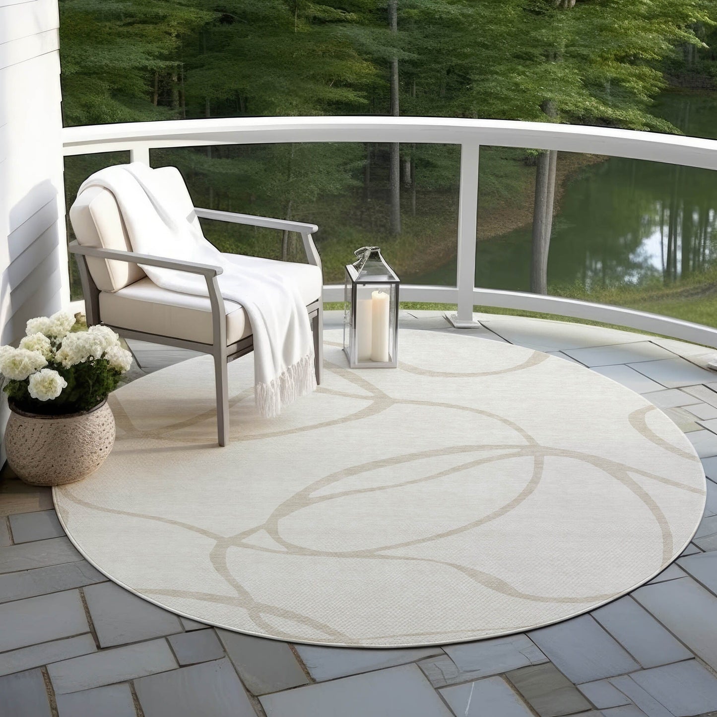 Tapis Chantille moderne abstrait lavable en machine pour intérieur/extérieur