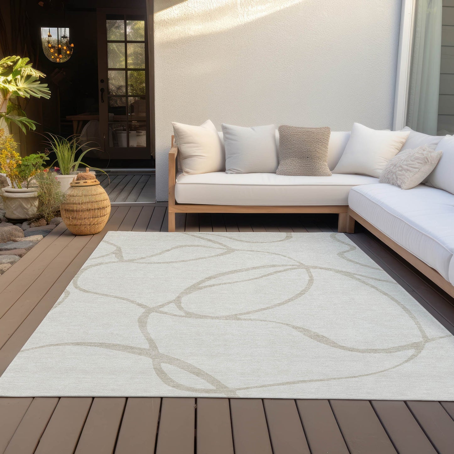 Tapis Chantille moderne abstrait lavable en machine pour intérieur/extérieur