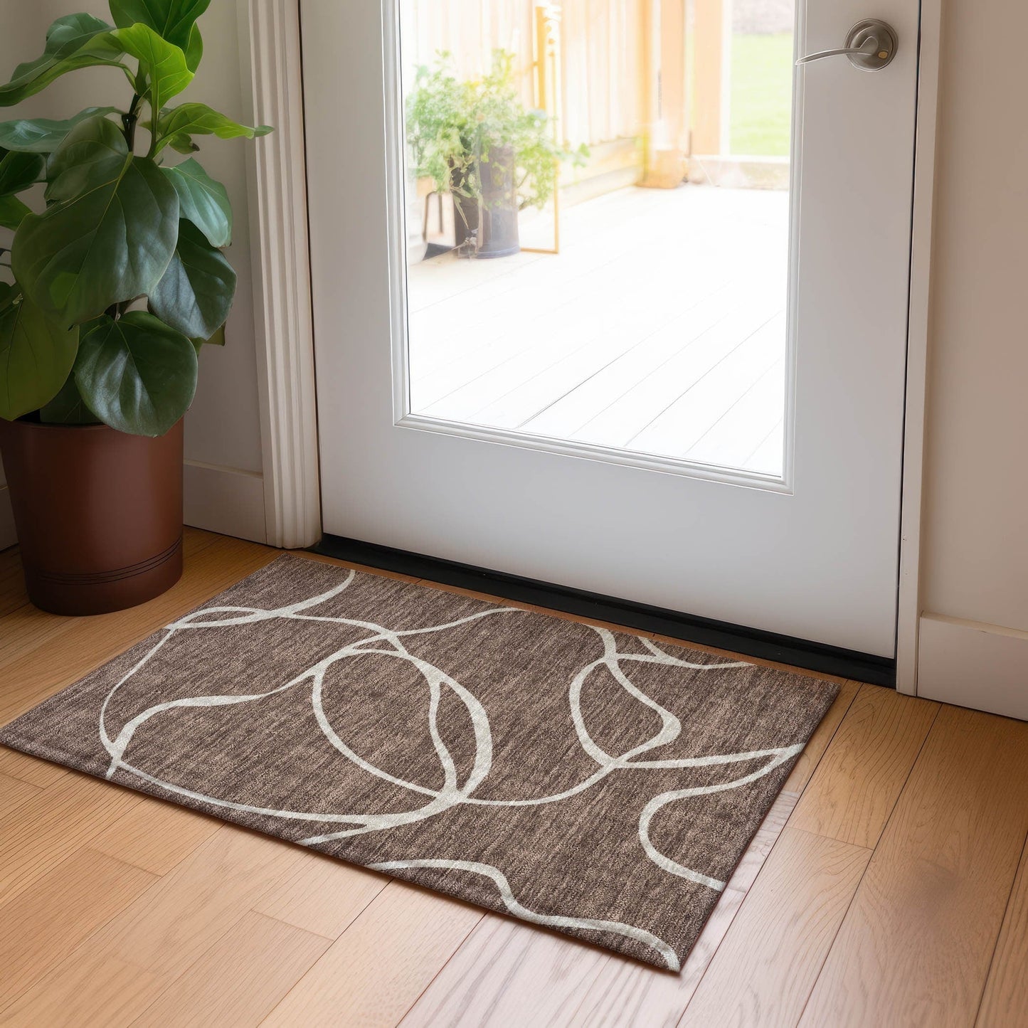 Tapis Chantille moderne abstrait lavable en machine pour intérieur/extérieur