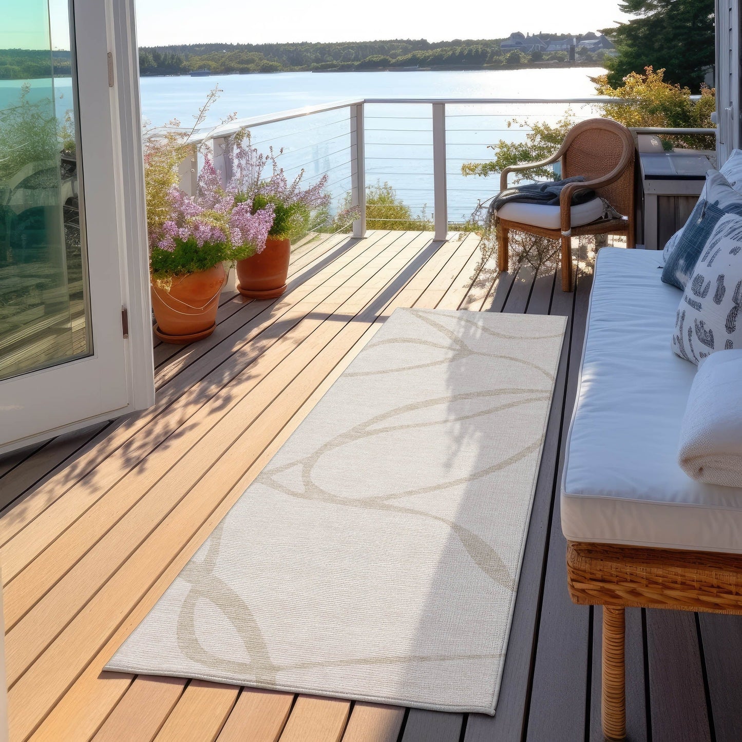 Tapis Chantille moderne abstrait lavable en machine pour intérieur/extérieur