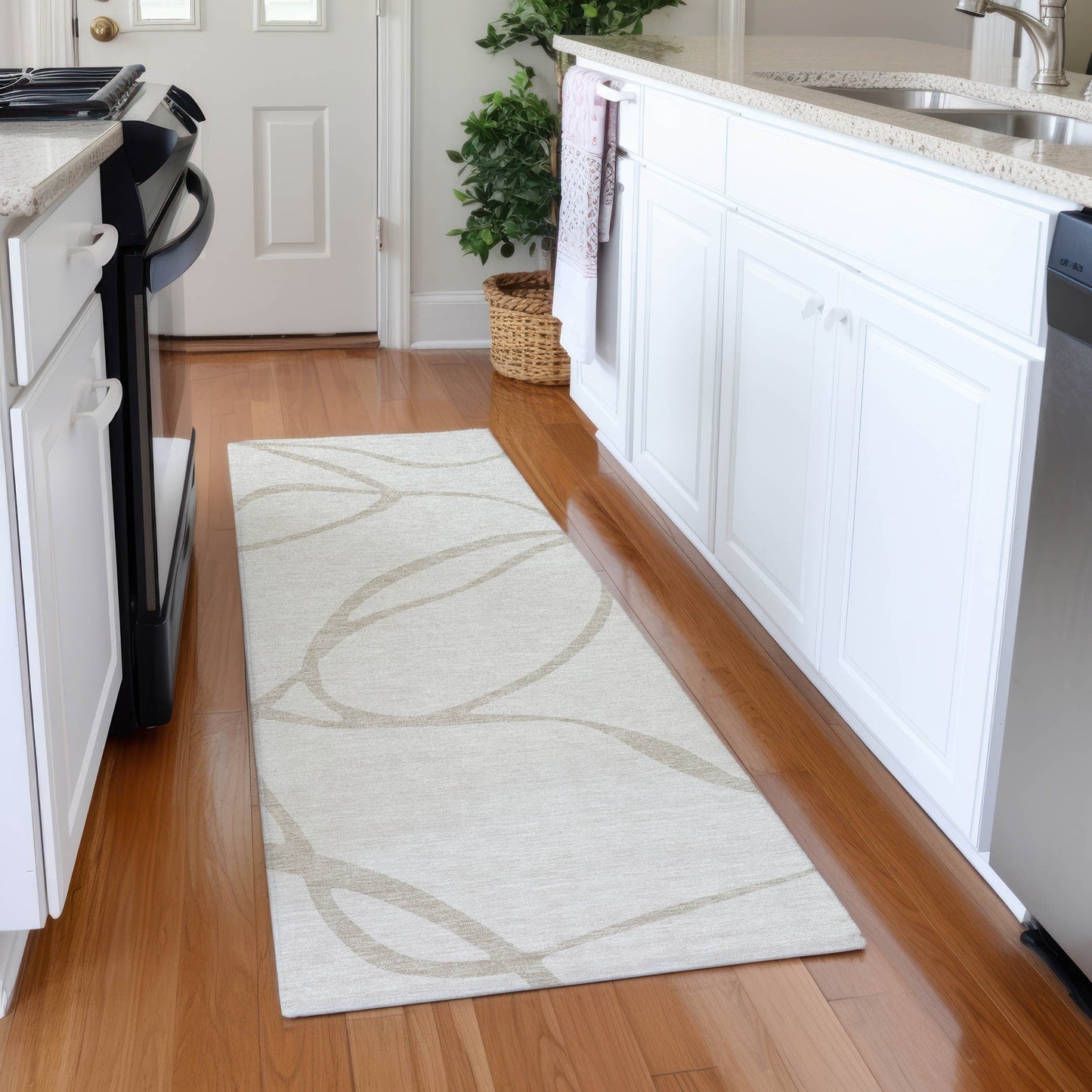 Tapis Chantille moderne abstrait lavable en machine pour intérieur/extérieur