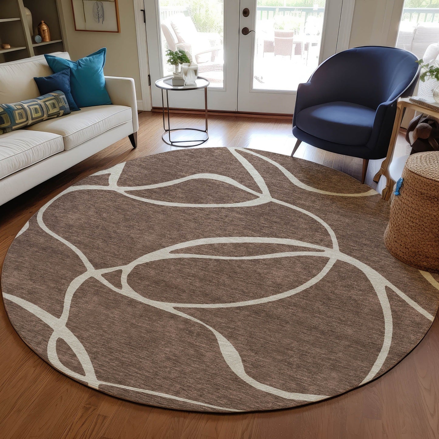 Tapis Chantille moderne abstrait lavable en machine pour intérieur/extérieur