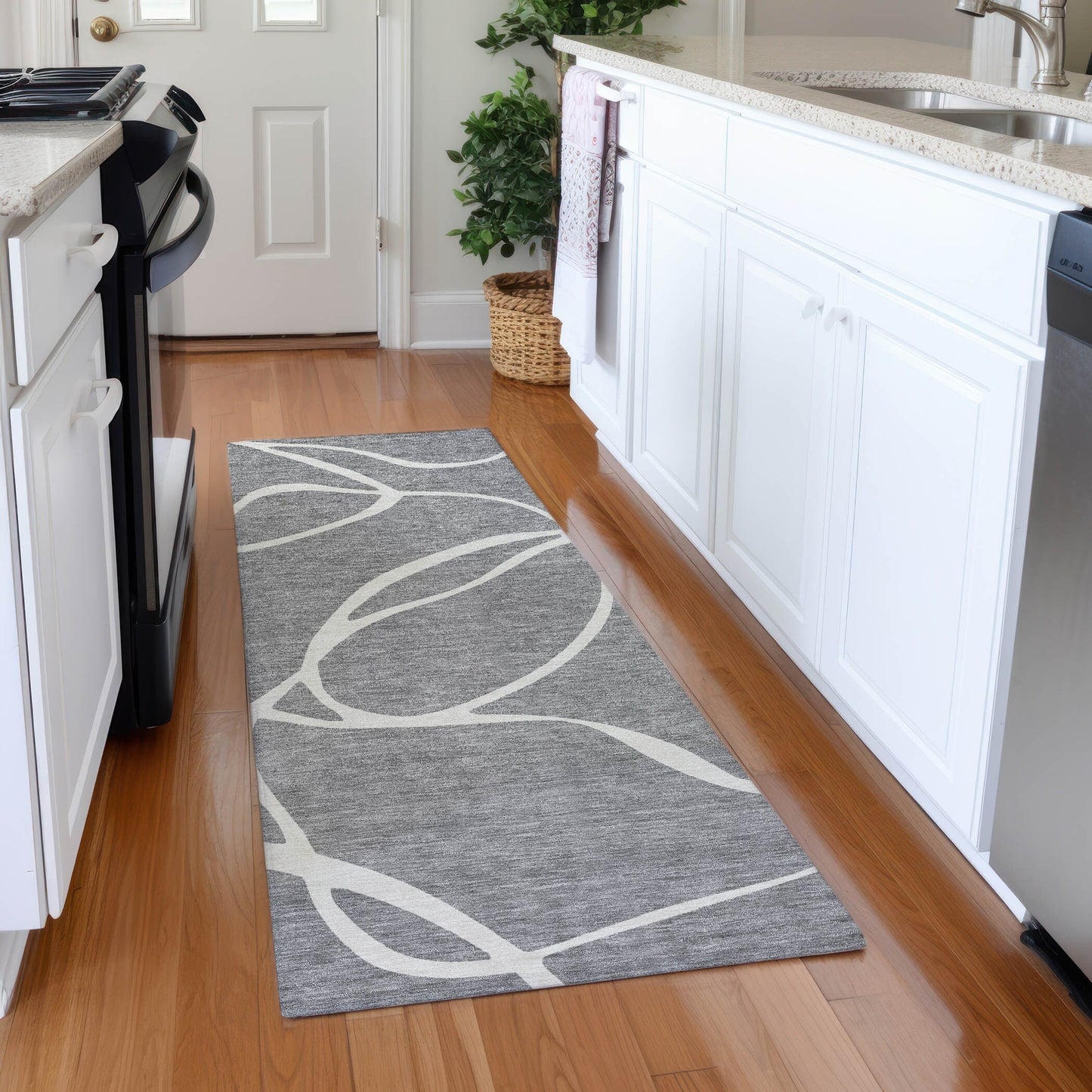 Tapis Chantille moderne abstrait lavable en machine pour intérieur/extérieur