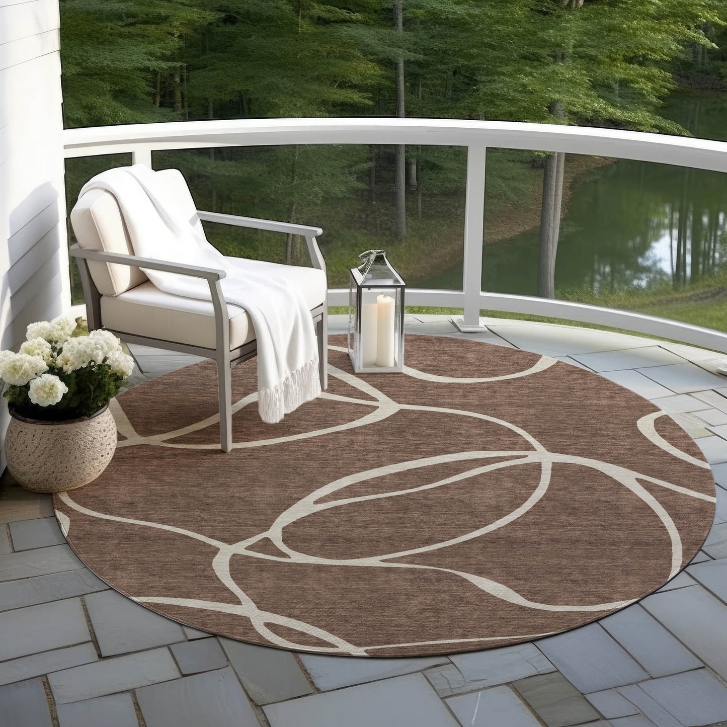 Tapis Chantille moderne abstrait lavable en machine pour intérieur/extérieur