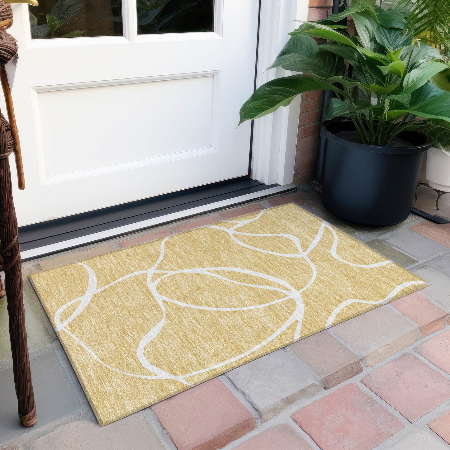 Tapis Chantille moderne abstrait lavable en machine pour intérieur/extérieur