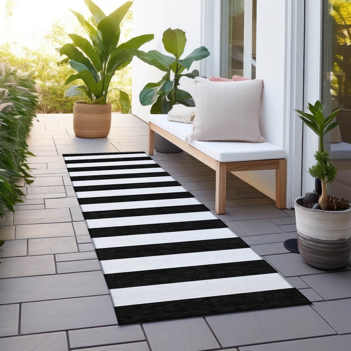 Tapis Chantille à rayures Cabana lavable en machine pour intérieur/extérieur