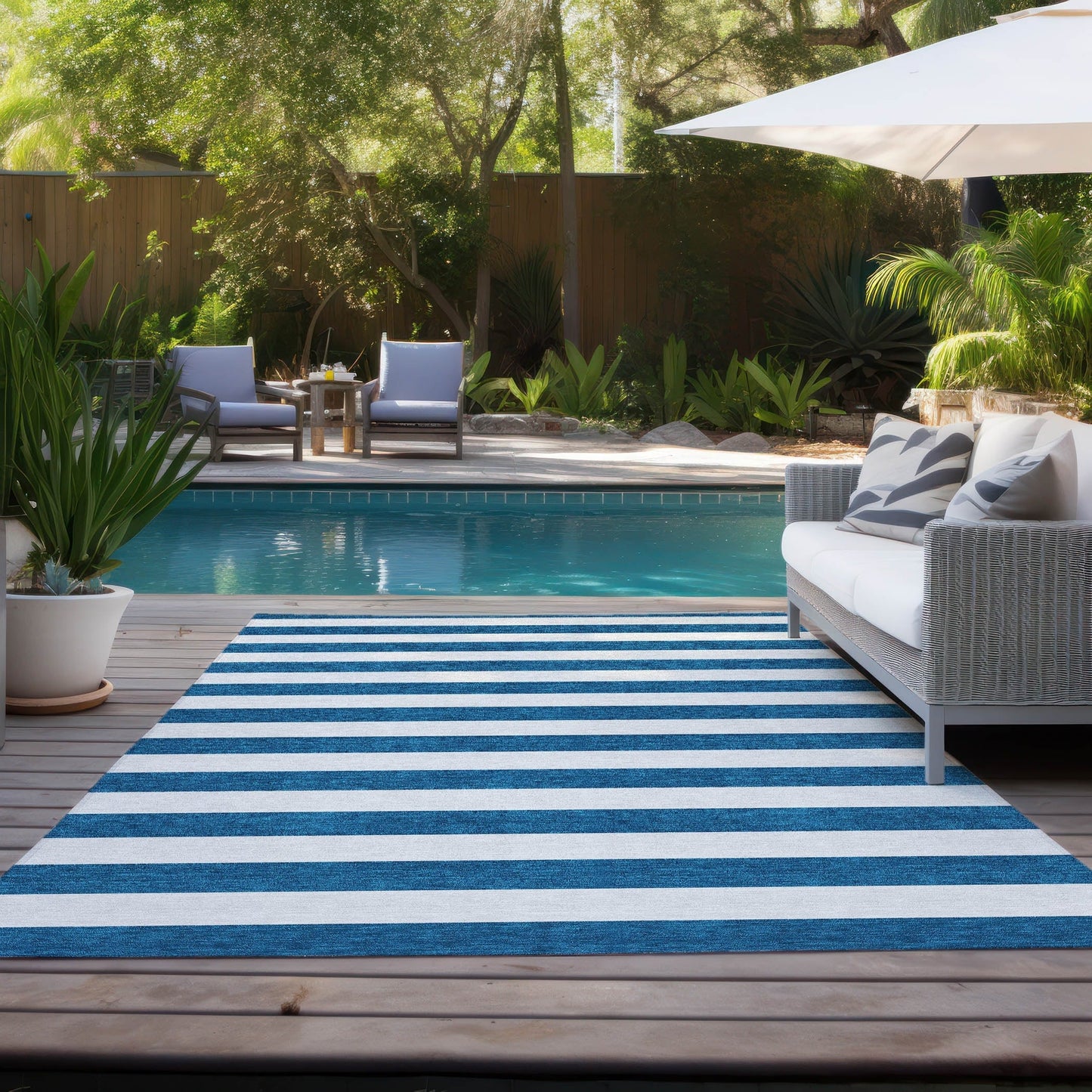Tapis Chantille à rayures Cabana lavable en machine pour intérieur/extérieur