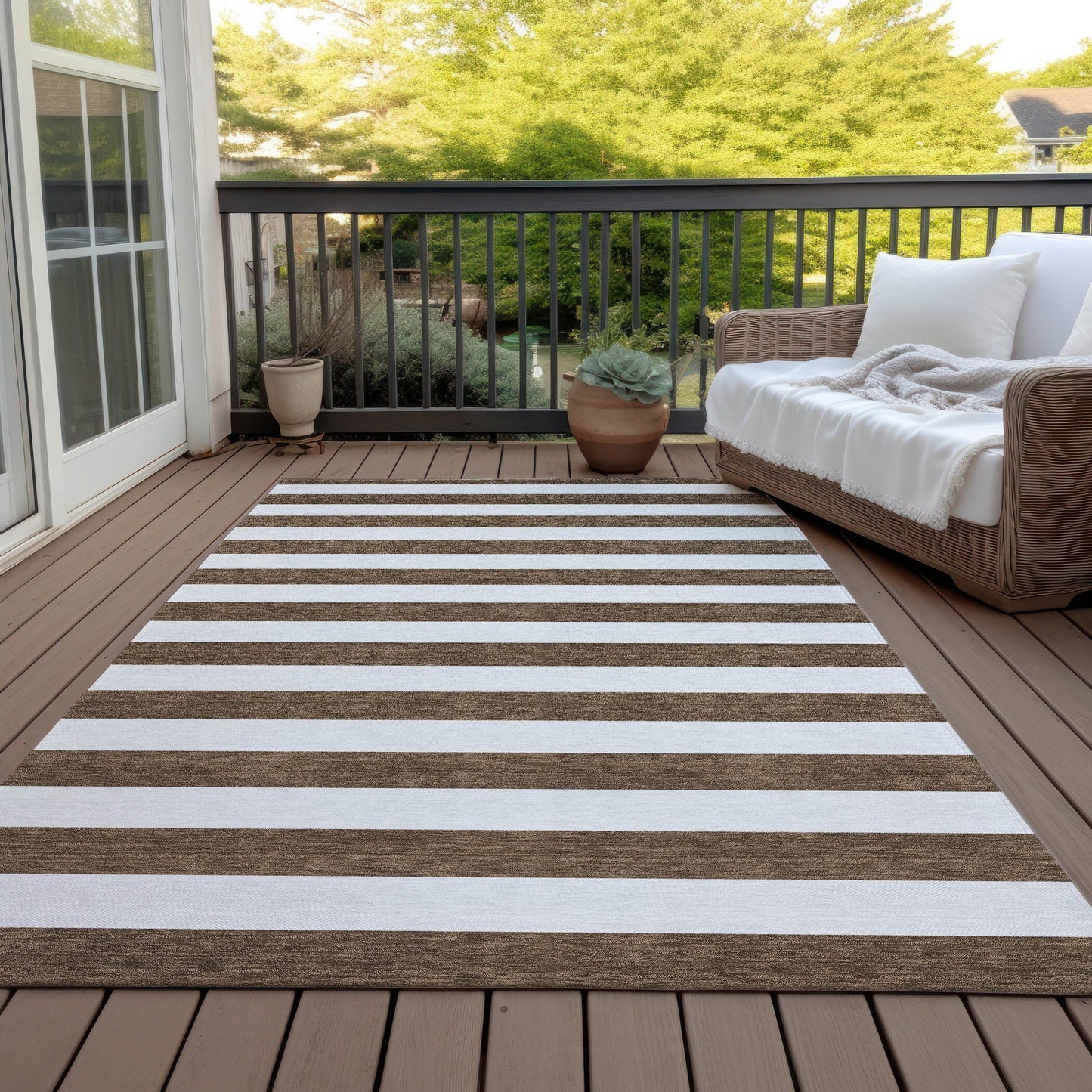 Tapis Chantille à rayures Cabana lavable en machine pour intérieur/extérieur