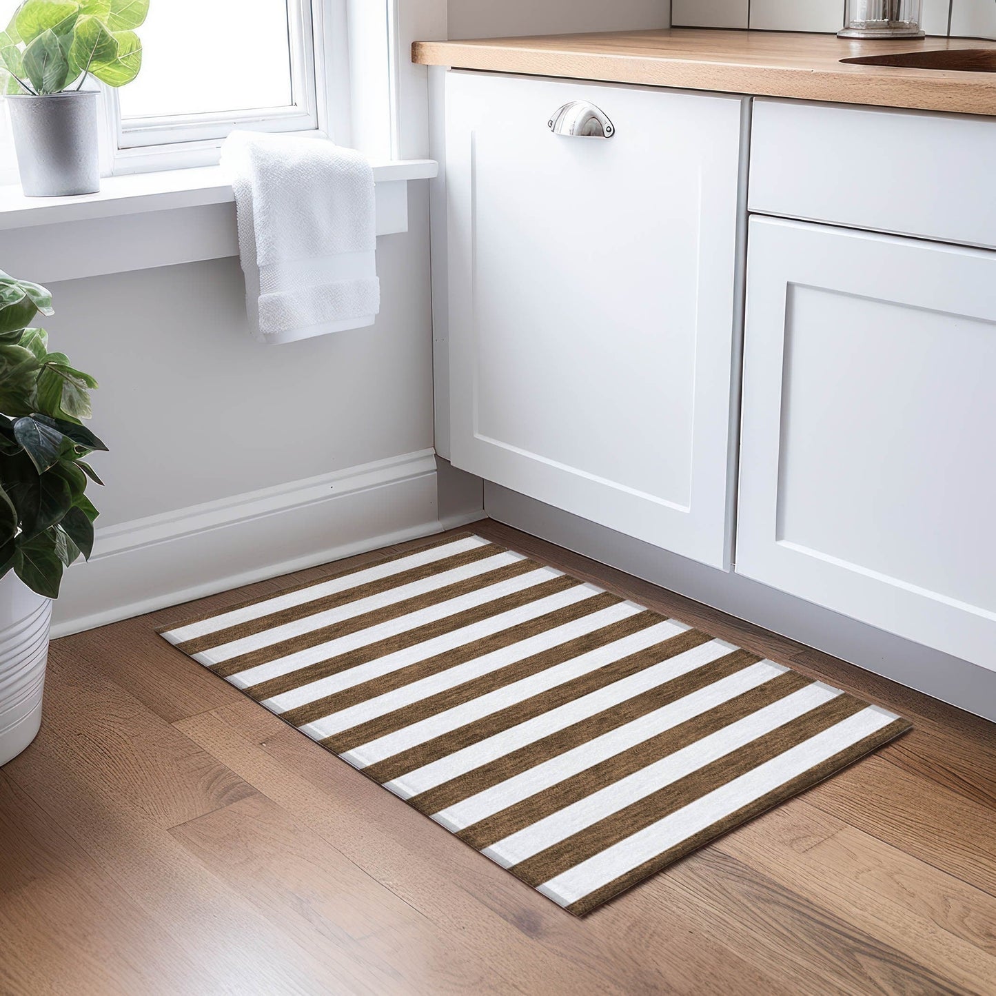 Tapis Chantille à rayures Cabana lavable en machine pour intérieur/extérieur