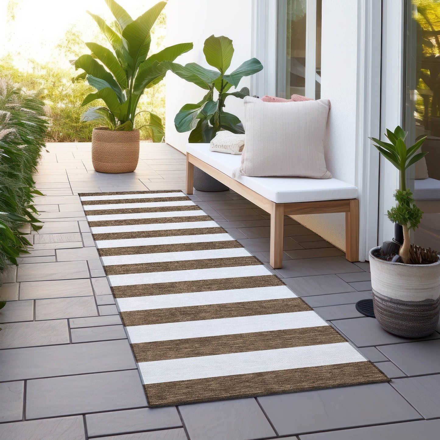 Tapis Chantille à rayures Cabana lavable en machine pour intérieur/extérieur
