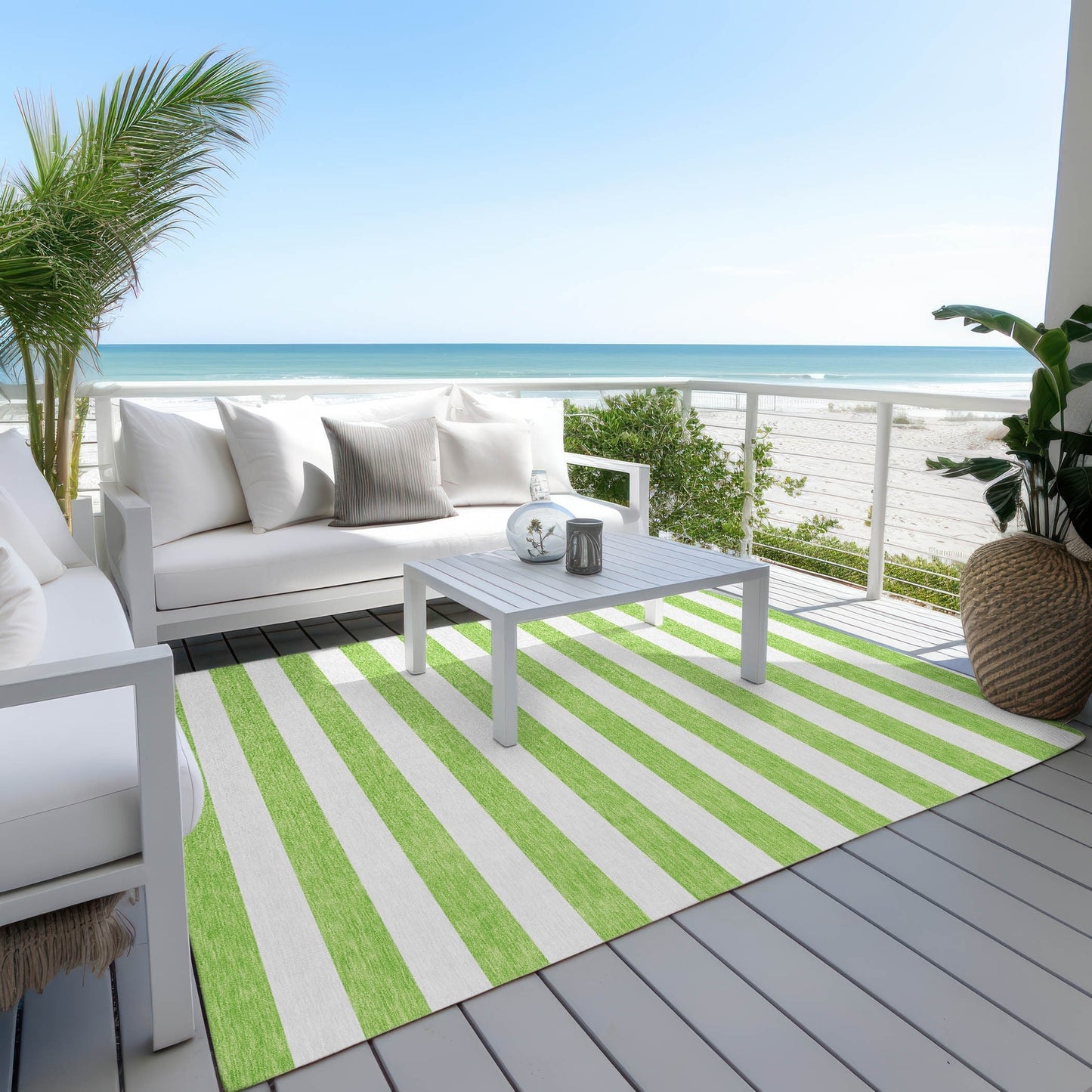 Tapis Chantille à rayures Cabana lavable en machine pour intérieur/extérieur