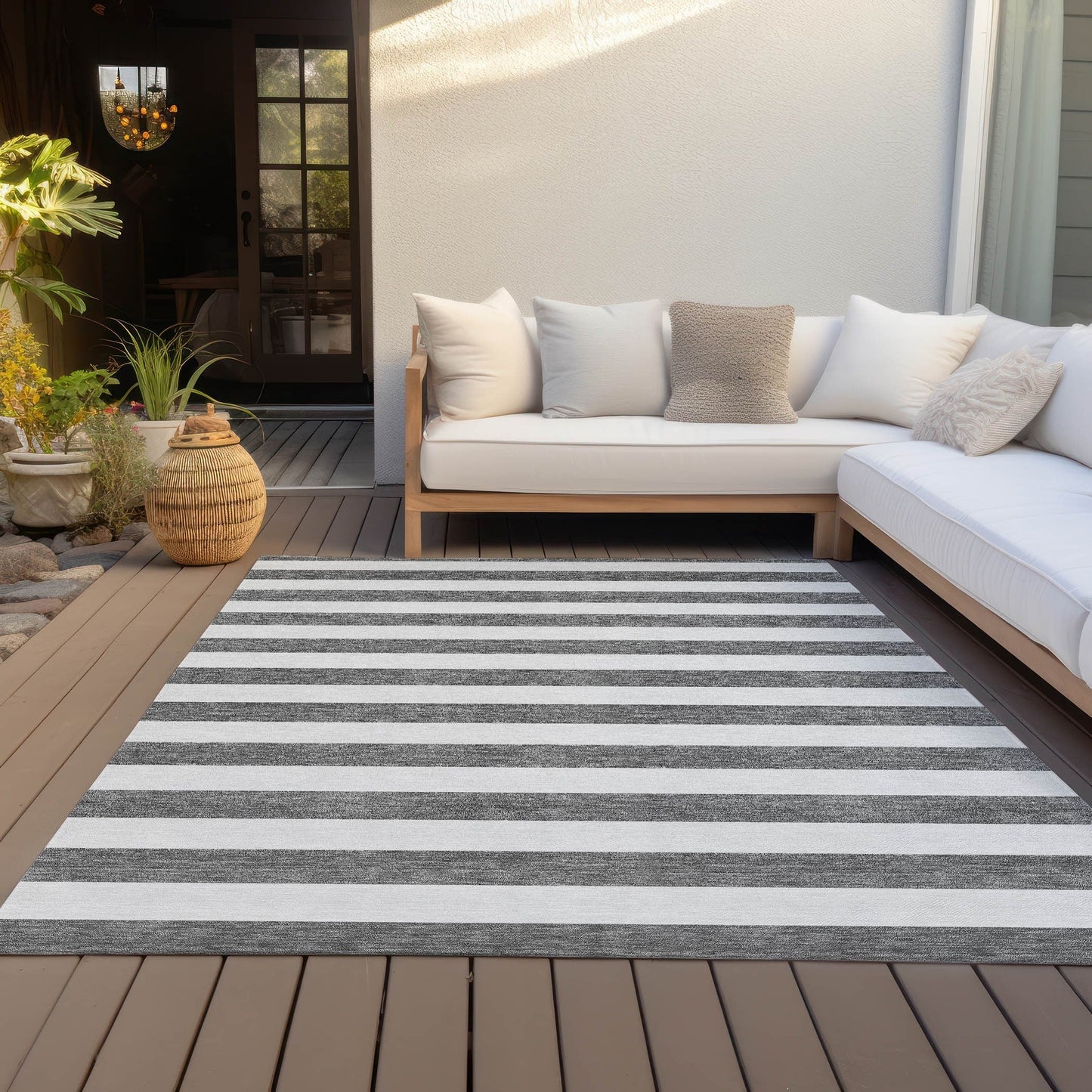 Tapis Chantille à rayures Cabana lavable en machine pour intérieur/extérieur