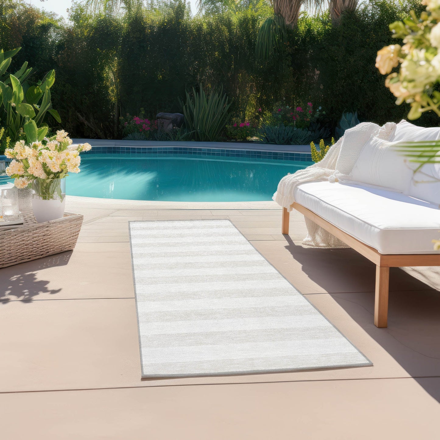 Tapis Chantille à rayures Cabana lavable en machine pour intérieur/extérieur