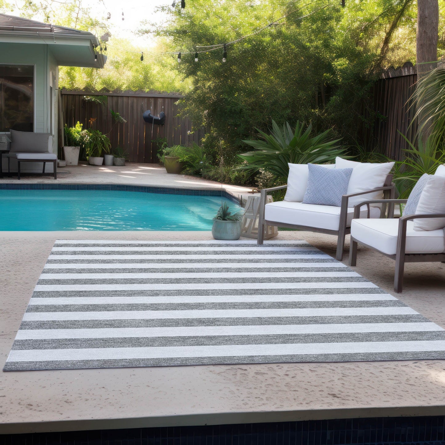 Tapis Chantille à rayures Cabana lavable en machine pour intérieur/extérieur