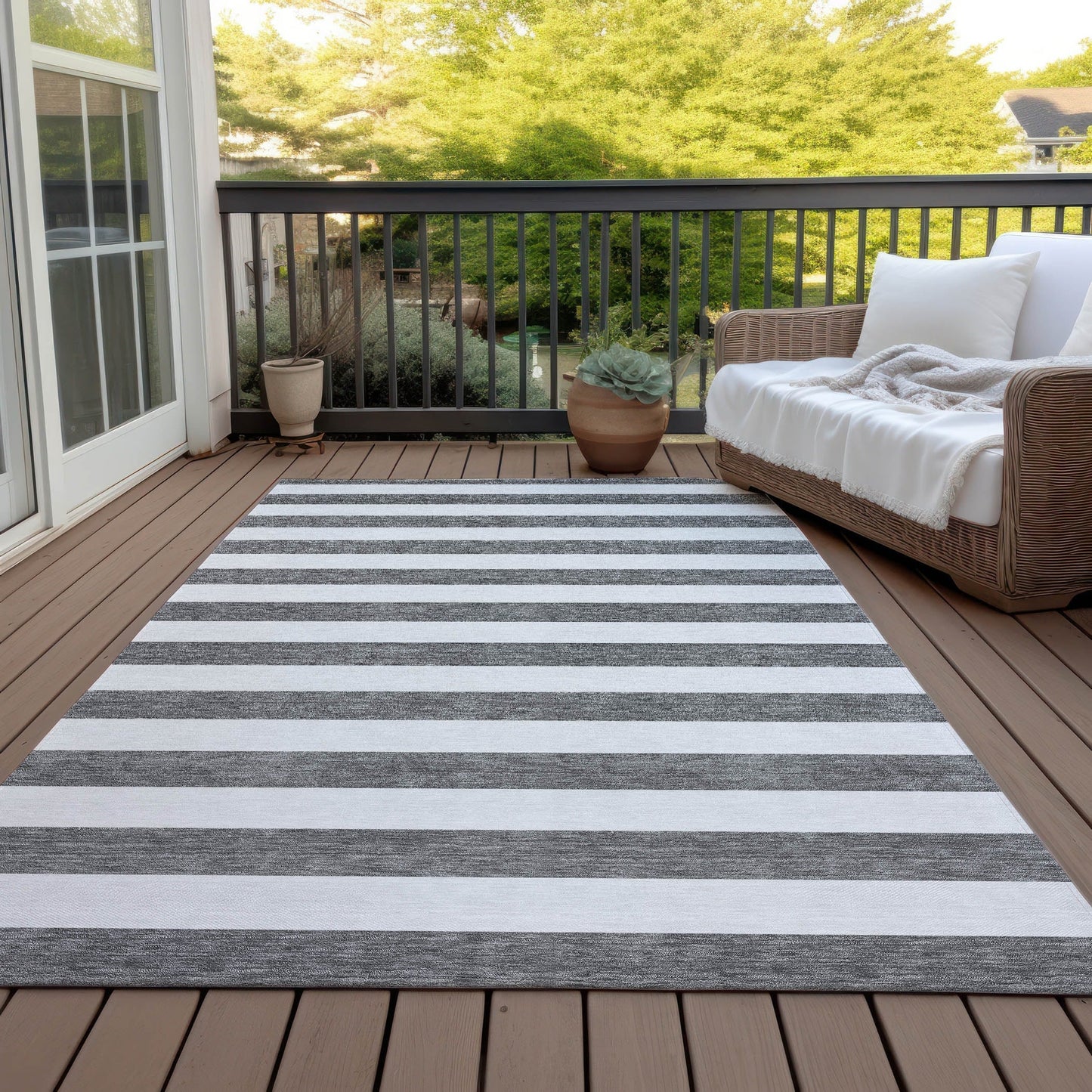 Tapis Chantille à rayures Cabana lavable en machine pour intérieur/extérieur