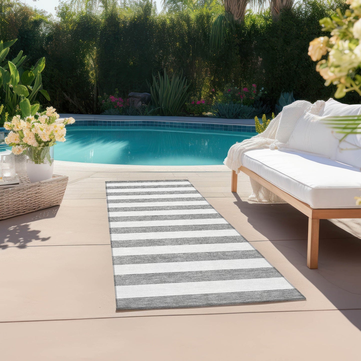 Tapis Chantille à rayures Cabana lavable en machine pour intérieur/extérieur