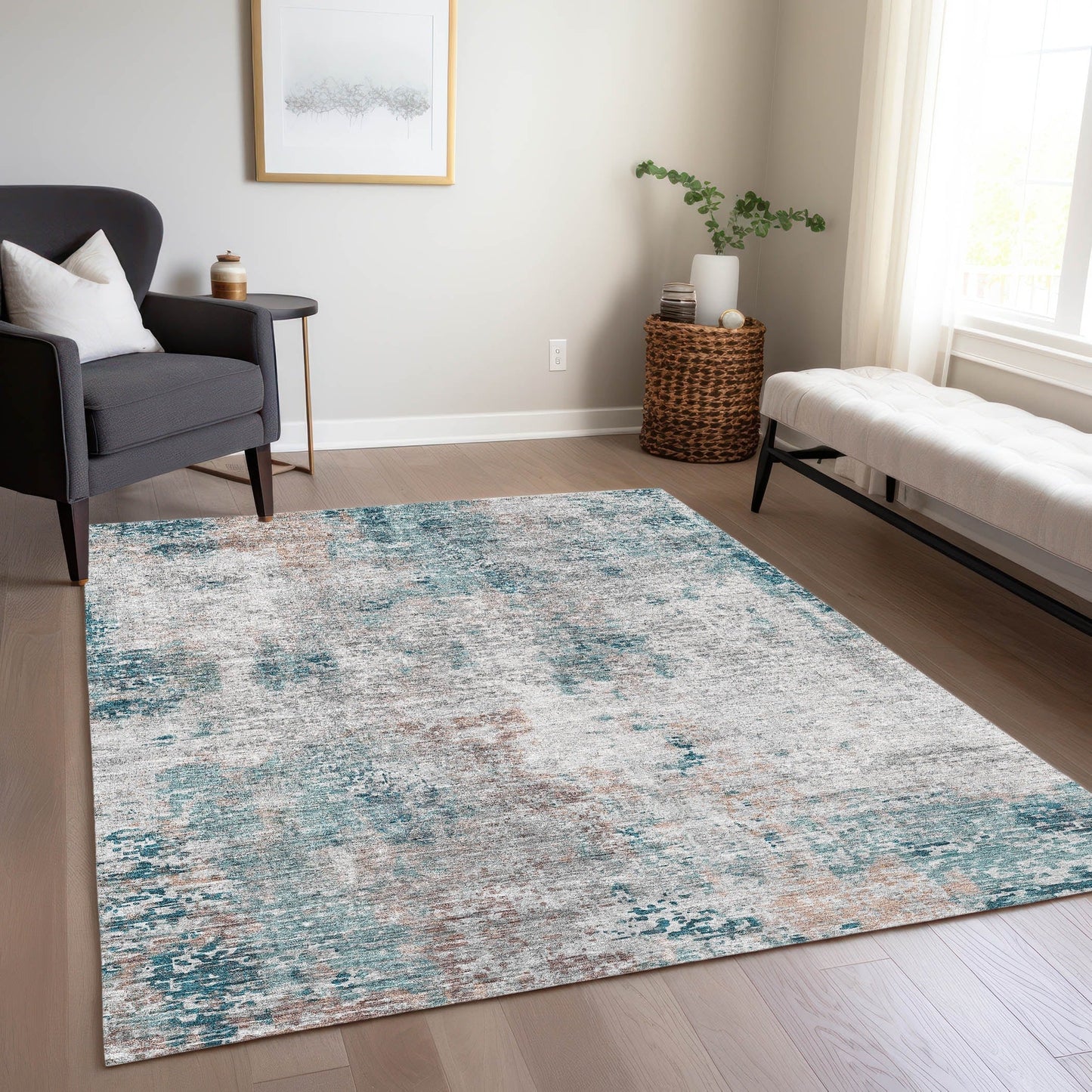Tapis moderne abstrait Chantille lavable en machine pour intérieur/extérieur