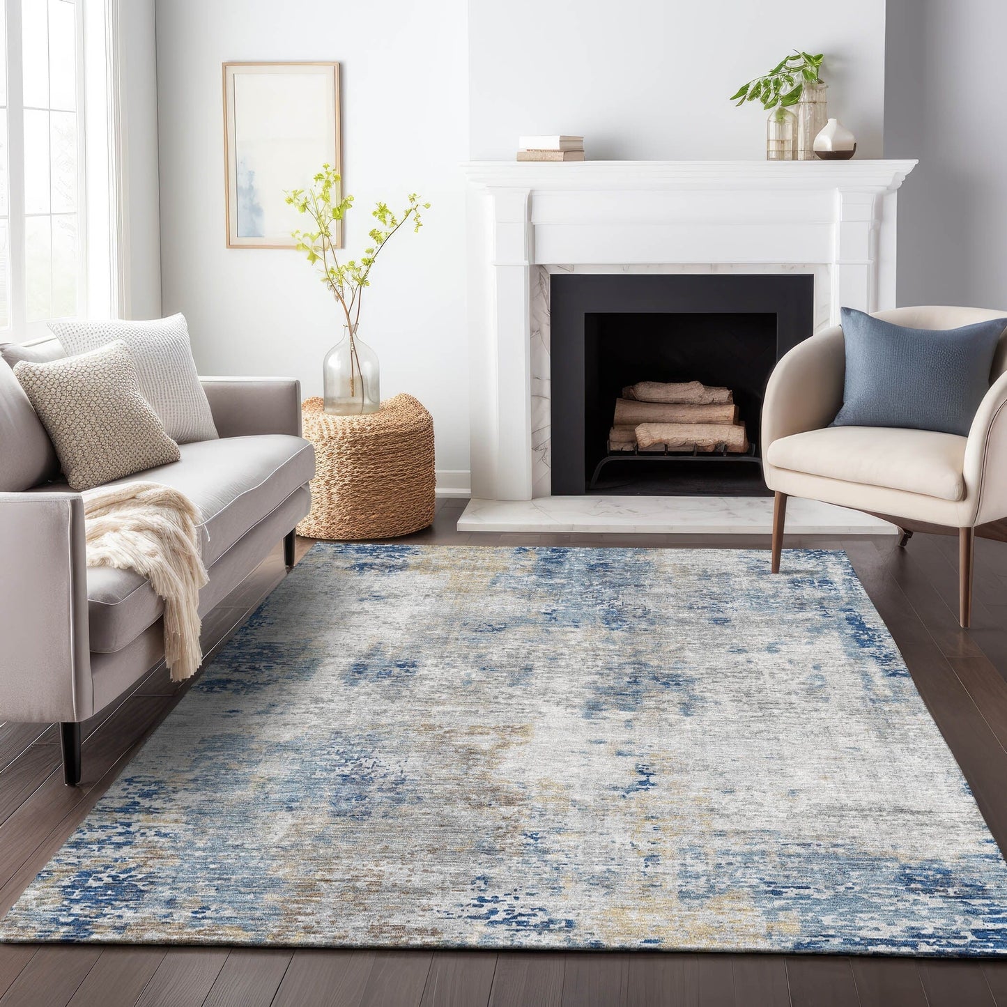 Tapis moderne abstrait Chantille lavable en machine pour intérieur/extérieur